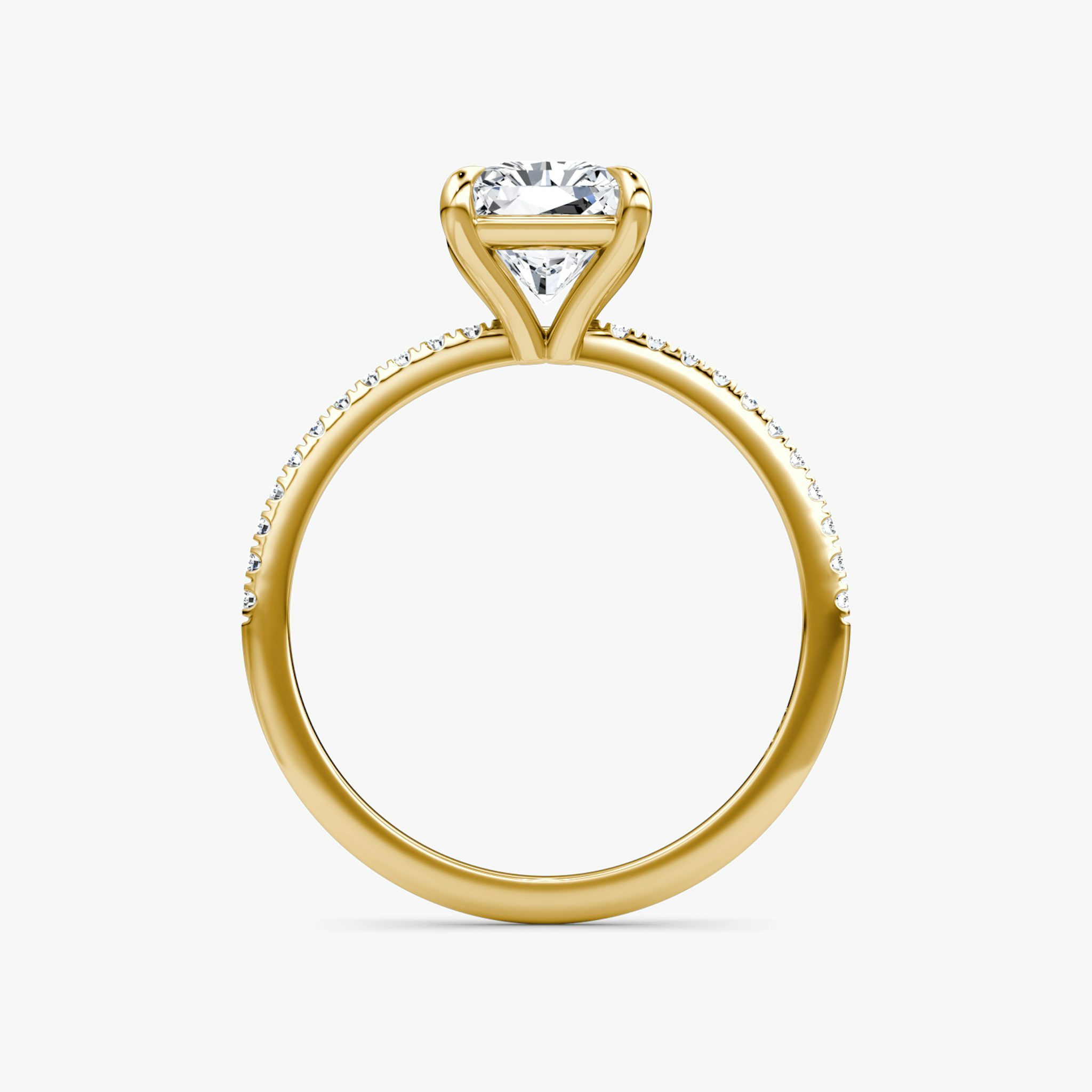 The Petite 4-Prong Solitaire | Radiant | 18k | Yellow Gold | bandAccent: Pavé | diamondOrientation: vertical | caratWeight: other