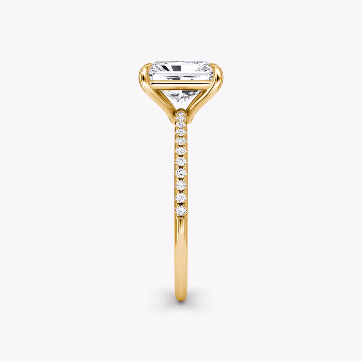 The Petite 4-Prong Solitaire | Radiant | 18k | Yellow Gold | bandAccent: Pavé | diamondOrientation: vertical | caratWeight: other