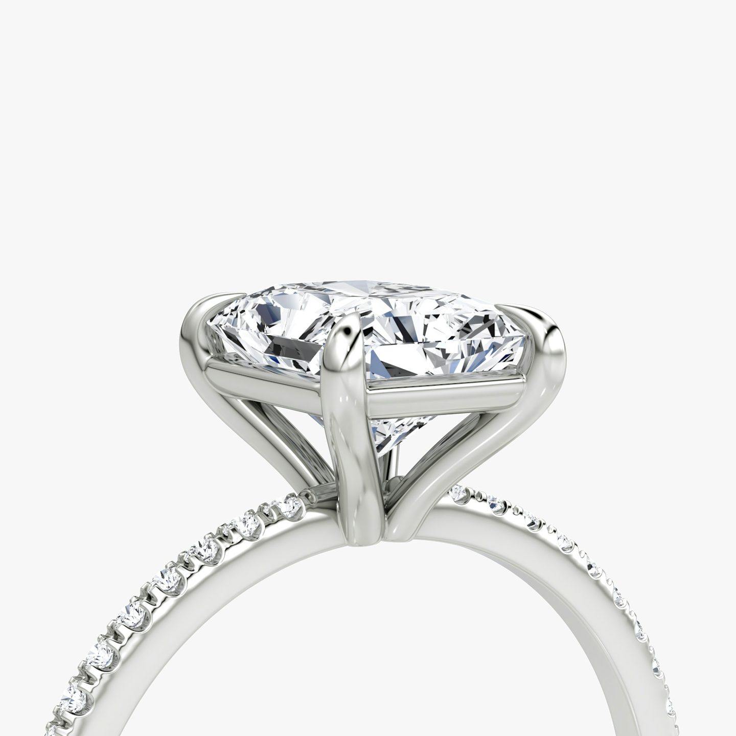 The Petite 4-Prong Solitaire | Radiant | 18k | White Gold | bandAccent: Pavé | diamondOrientation: vertical | caratWeight: other