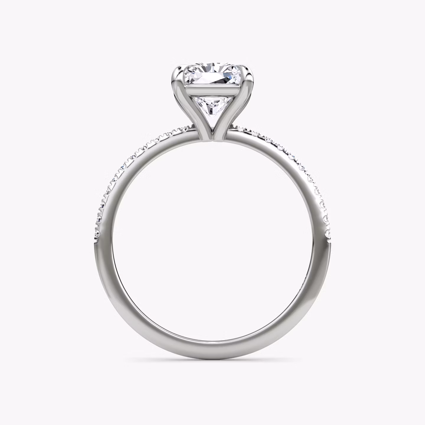 The Petite 4-Prong Solitaire | Radiant | 18k | White Gold | bandAccent: Pavé | diamondOrientation: vertical | caratWeight: other