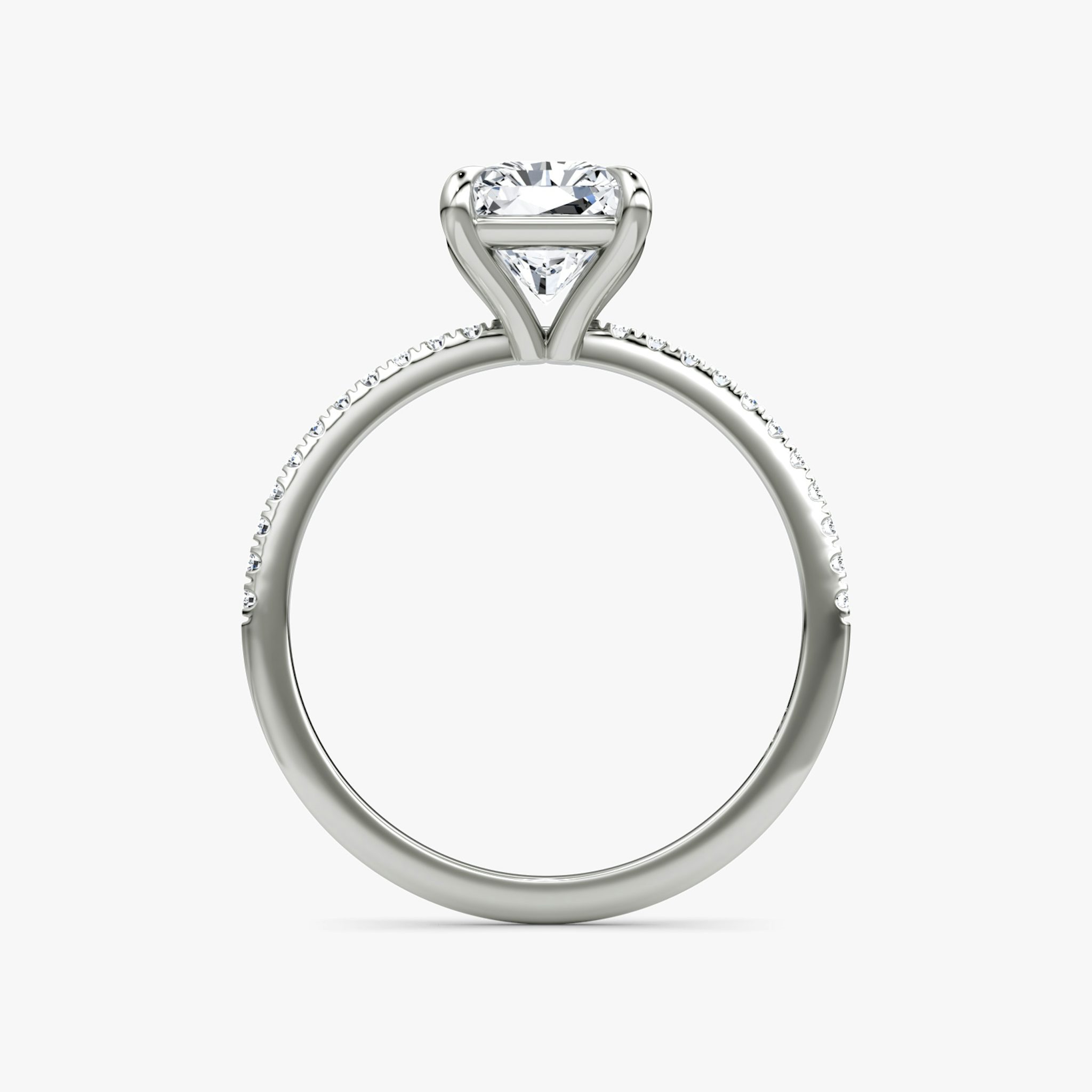 The Petite 4-Prong Solitaire | Radiant | Platinum | bandAccent: Pavé | diamondOrientation: vertical | caratWeight: other