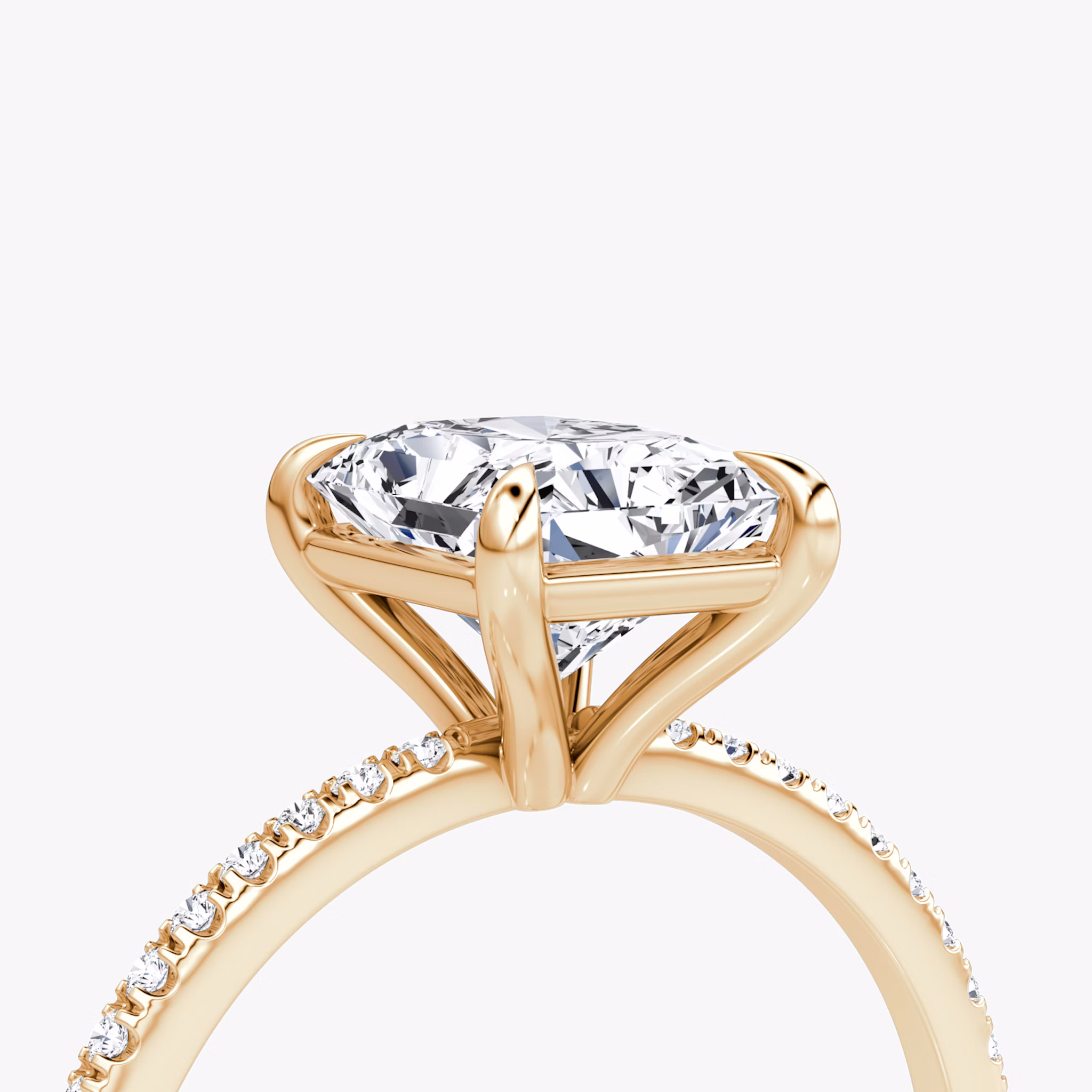 The Petite 4-Prong Solitaire | Radiant | 14k | Rose Gold | bandAccent: Pavé | diamondOrientation: vertical | caratWeight: other