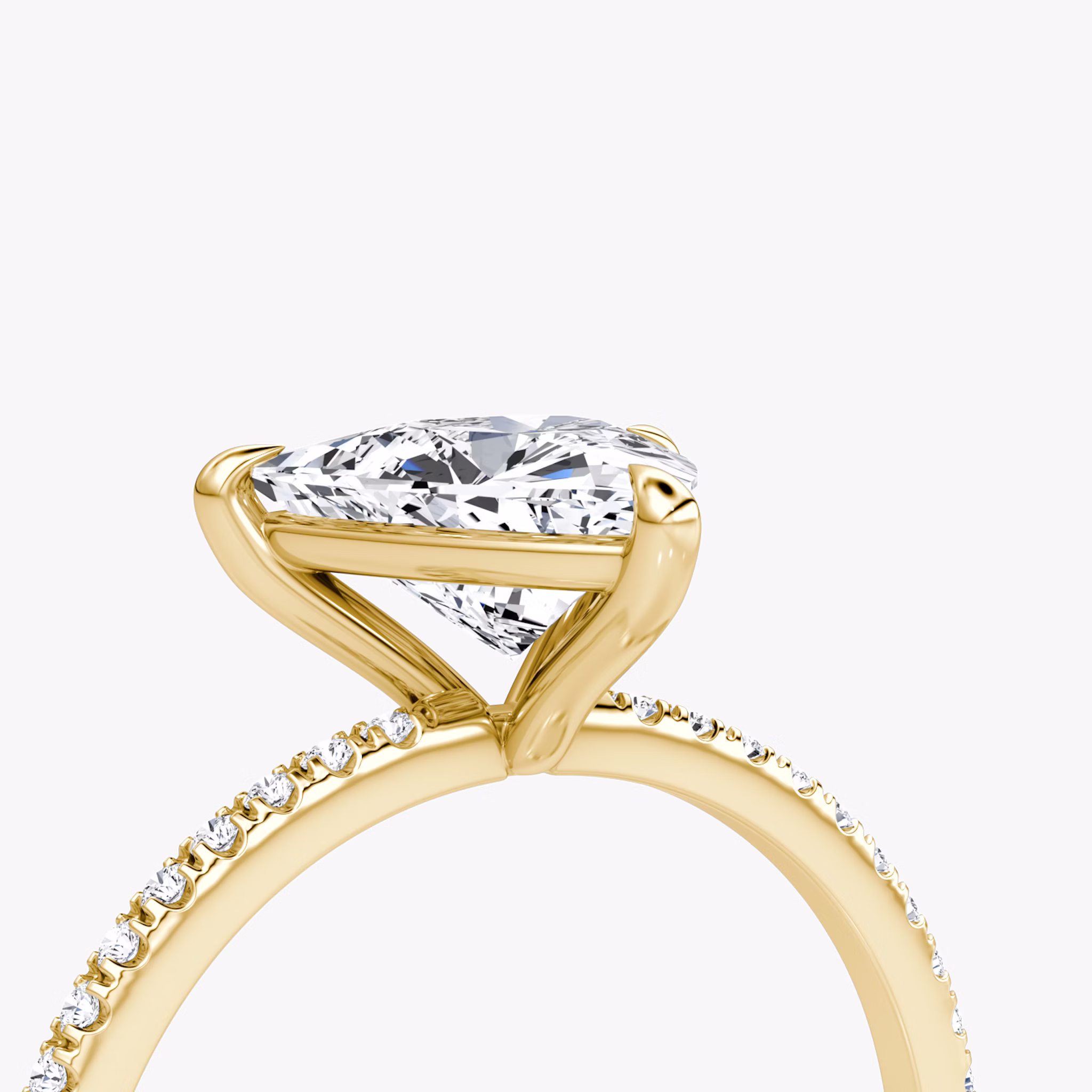 The Petite 4-Prong Solitaire | Trillion | 18k | Yellow Gold | bandAccent: Pavé | diamondOrientation: vertical | caratWeight: other