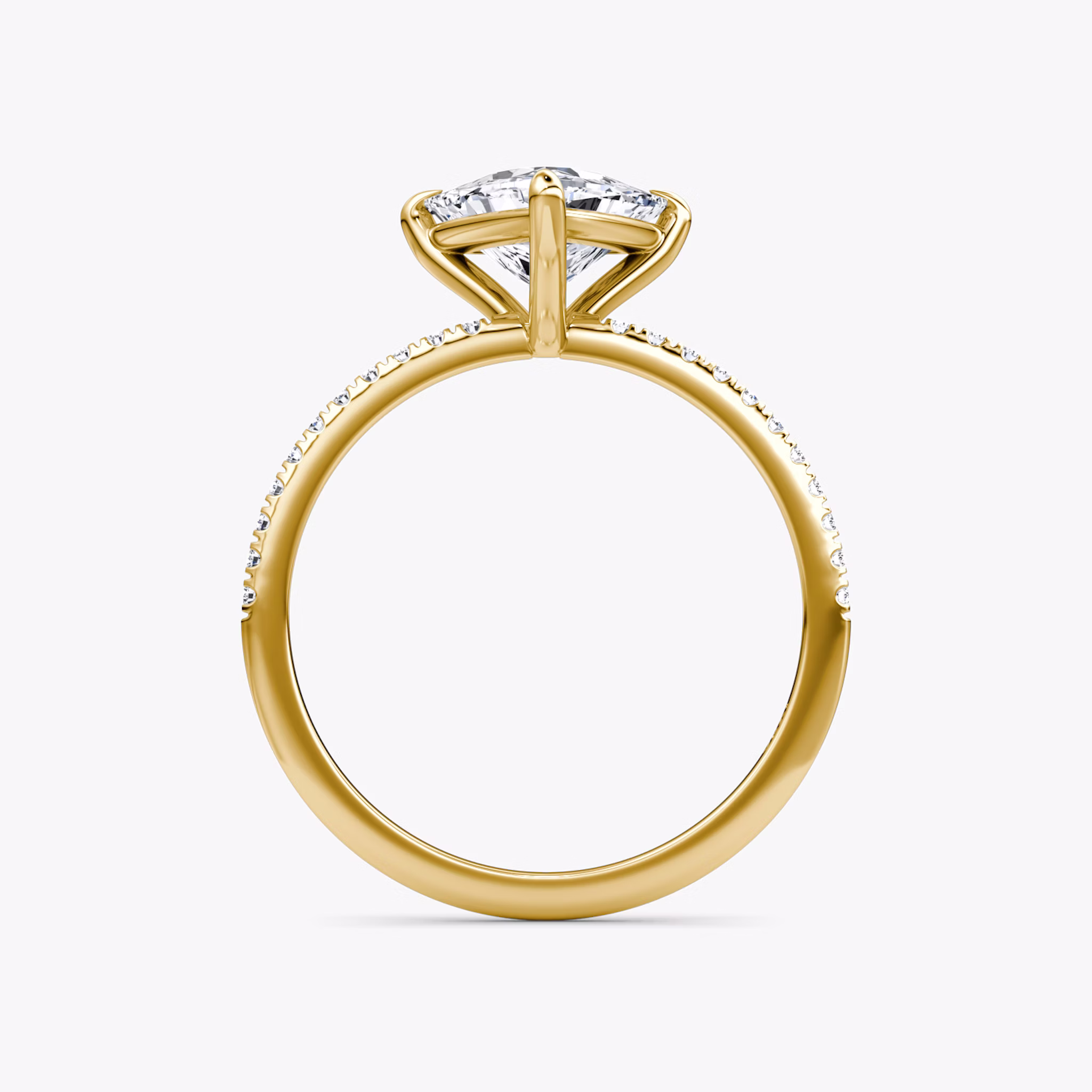 The Petite 4-Prong Solitaire | Trillion | 18k | Yellow Gold | bandAccent: Pavé | diamondOrientation: vertical | caratWeight: other