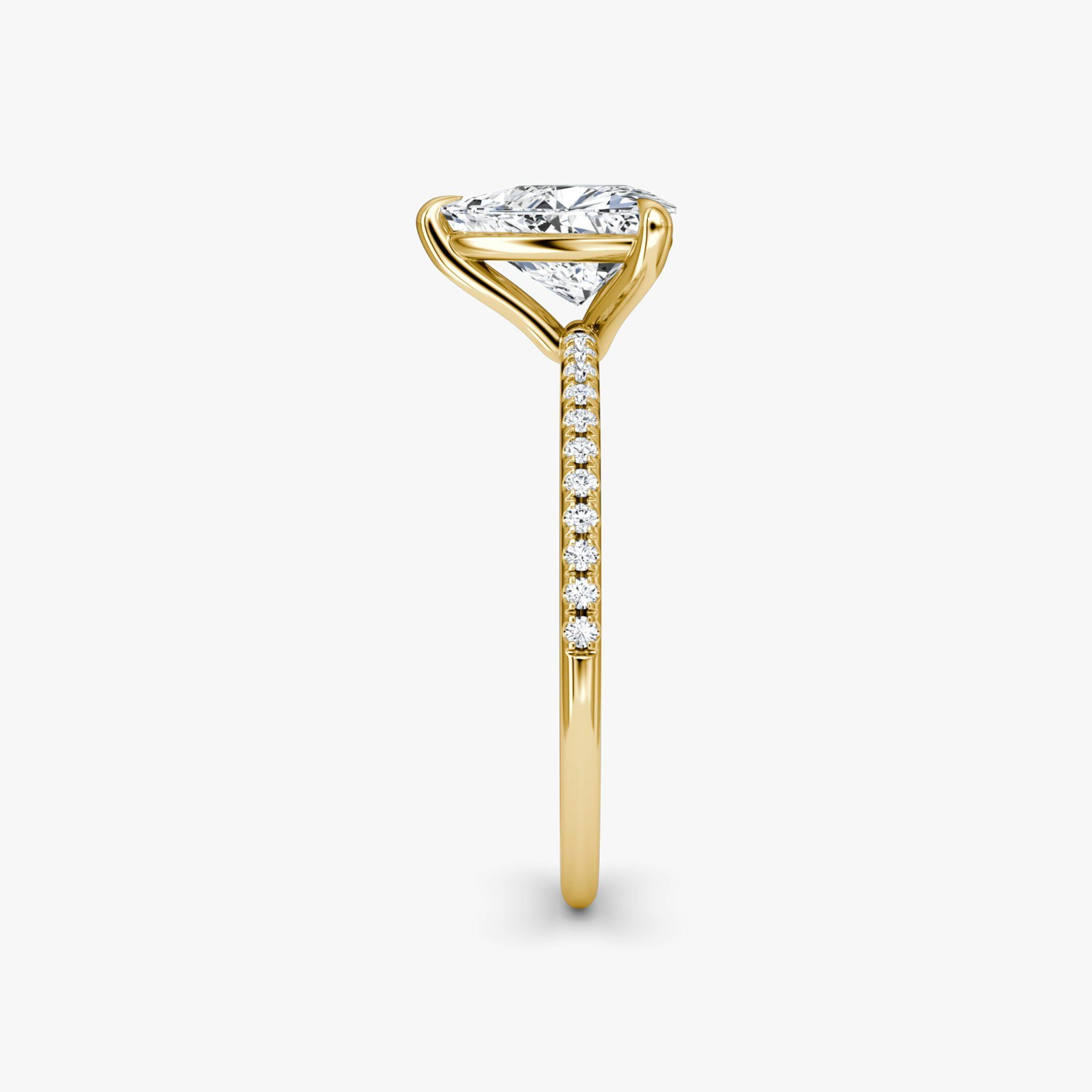The Petite 4-Prong Solitaire | Trillion | 18k | Yellow Gold | bandAccent: Pavé | diamondOrientation: vertical | caratWeight: other