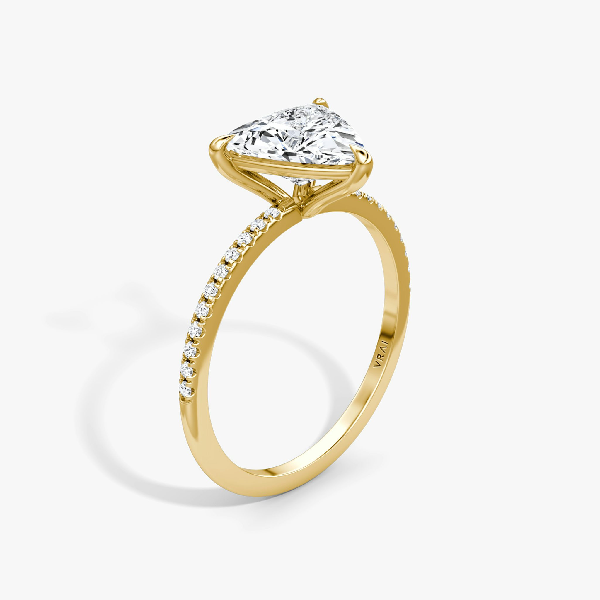 The Petite 4-Prong Solitaire | Trillion | 18k | Yellow Gold | bandAccent: Pavé | diamondOrientation: vertical | caratWeight: other