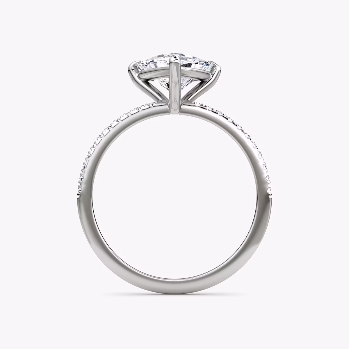 The Petite 4-Prong Solitaire | Trillion | 18k | White Gold | bandAccent: Pavé | diamondOrientation: vertical | caratWeight: other