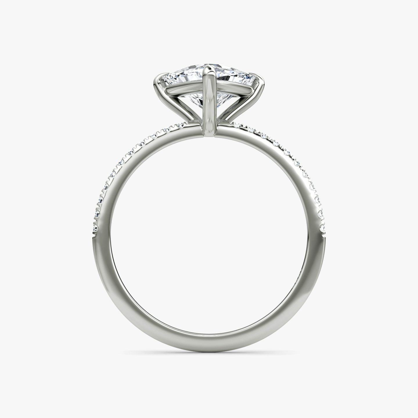 The Petite 4-Prong Solitaire | Trillion | 18k | White Gold | bandAccent: Pavé | diamondOrientation: vertical | caratWeight: other