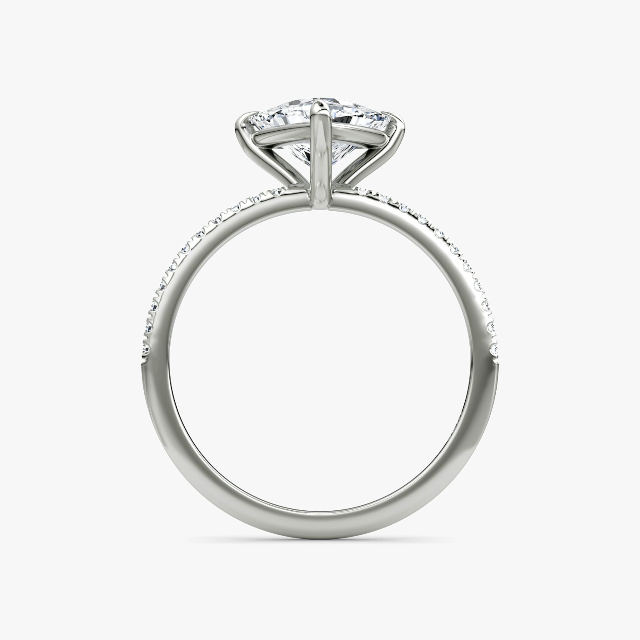 The Petite 4-Prong Solitaire | Trillion | Platinum | bandAccent: Pavé | diamondOrientation: vertical | caratWeight: other