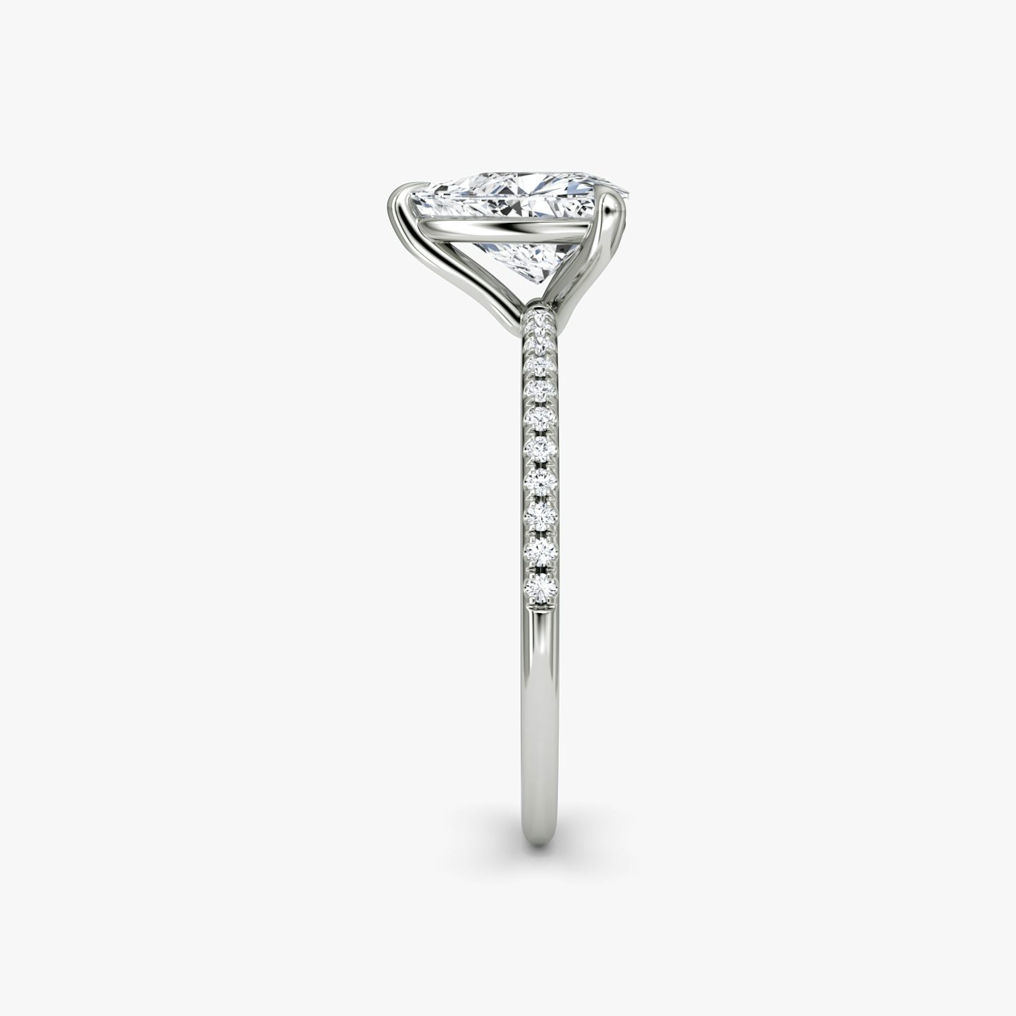 The Petite 4-Prong Solitaire | Trillion | 18k | White Gold | bandAccent: Pavé | diamondOrientation: vertical | caratWeight: other