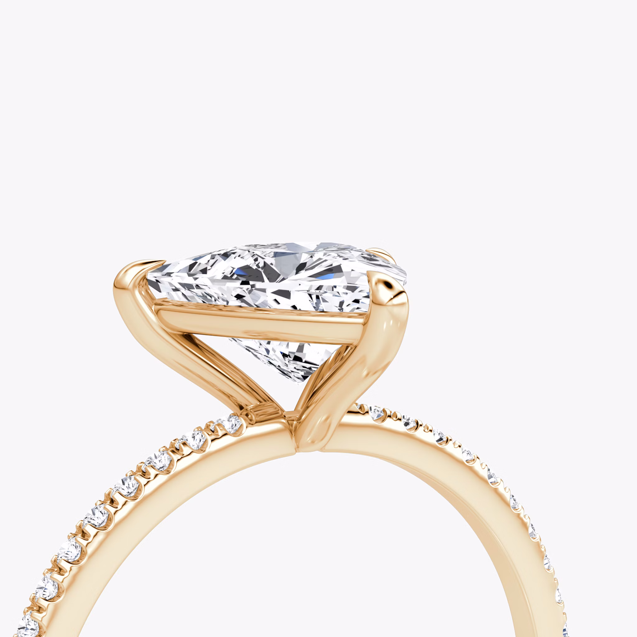 The Petite 4-Prong Solitaire | Trillion | 14k | Rose Gold | bandAccent: Pavé | diamondOrientation: vertical | caratWeight: other