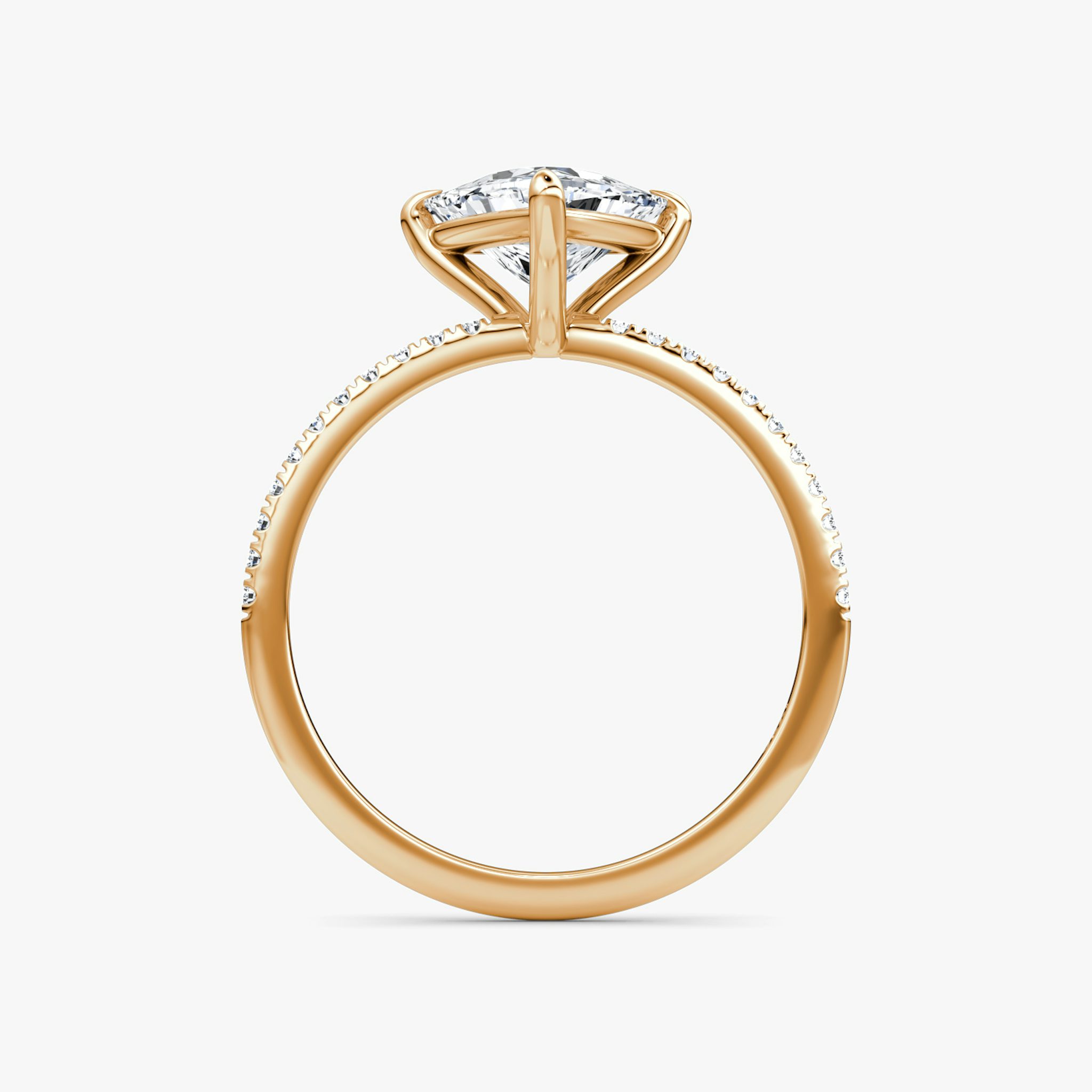 The Petite 4-Prong Solitaire | Trillion | 14k | Rose Gold | bandAccent: Pavé | diamondOrientation: vertical | caratWeight: other