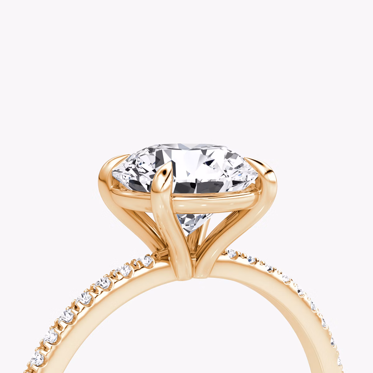 The Petite 4-Prong Solitaire | Round Brilliant | 14k | Rose Gold | bandAccent: Pavé | caratWeight: 1.0ct | diamondOrientation: vertical