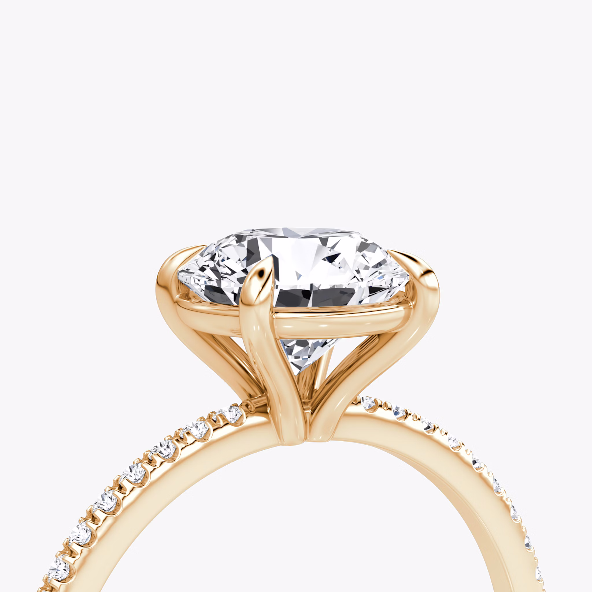 The Petite 4-Prong Solitaire | Round Brilliant | 14k | Rose Gold | bandAccent: Pavé | caratWeight: other | diamondOrientation: vertical