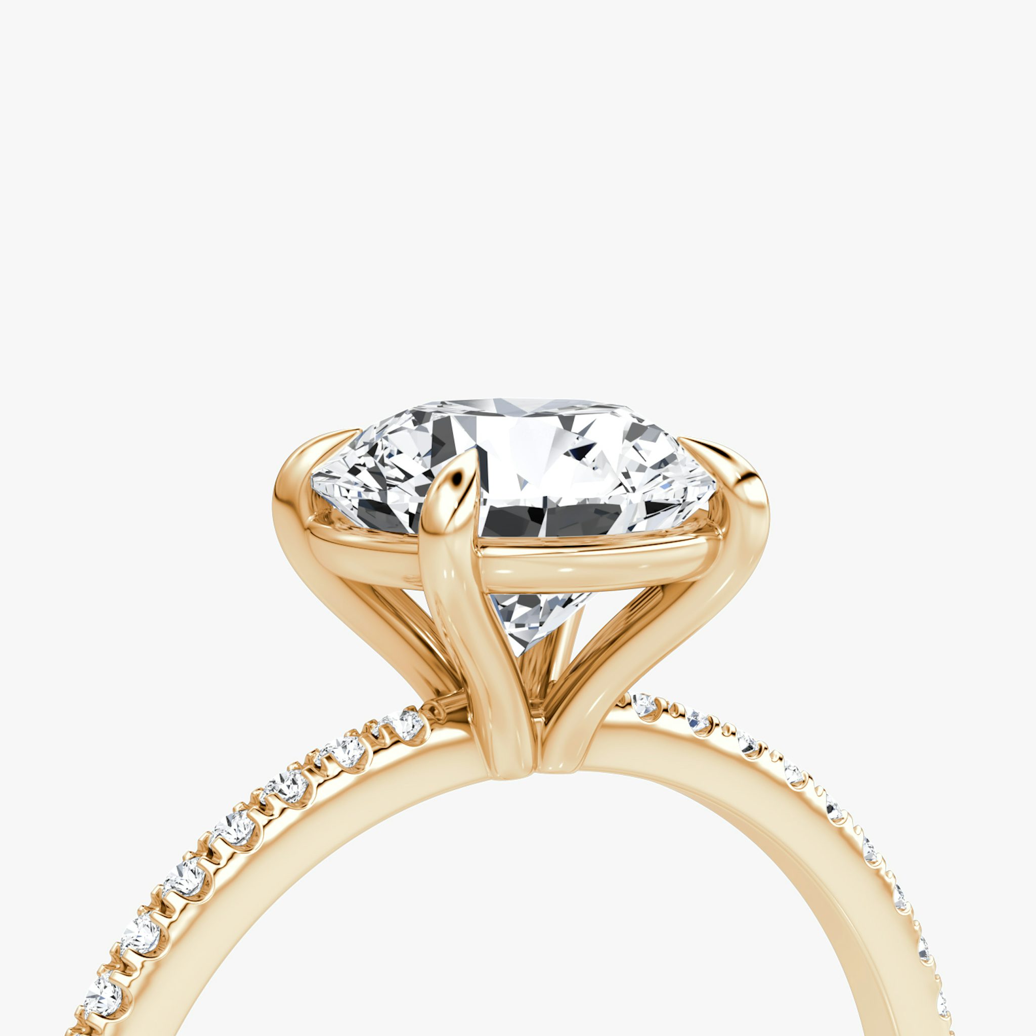 The Petite 4-Prong Solitaire | Round Brilliant | 14k | Rose Gold | bandAccent: Pavé | caratWeight: other | diamondOrientation: vertical