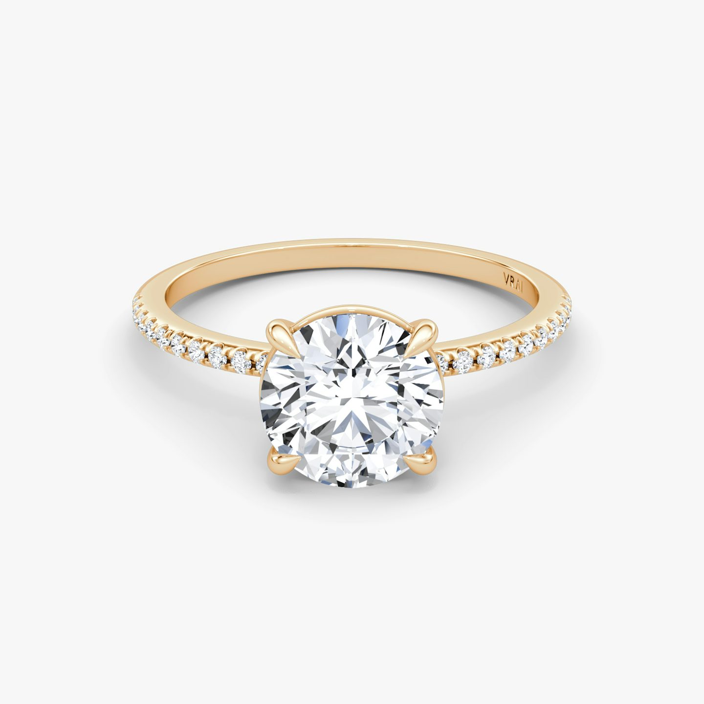The Petite 4-Prong Solitaire | Round Brilliant | 14k | Rose Gold | bandAccent: Pavé | caratWeight: 1.0ct | diamondOrientation: vertical