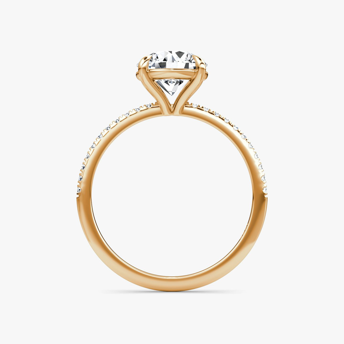 The Petite 4-Prong Solitaire | Round Brilliant | 14k | Rose Gold | bandAccent: Pavé | caratWeight: 1.0ct | diamondOrientation: vertical