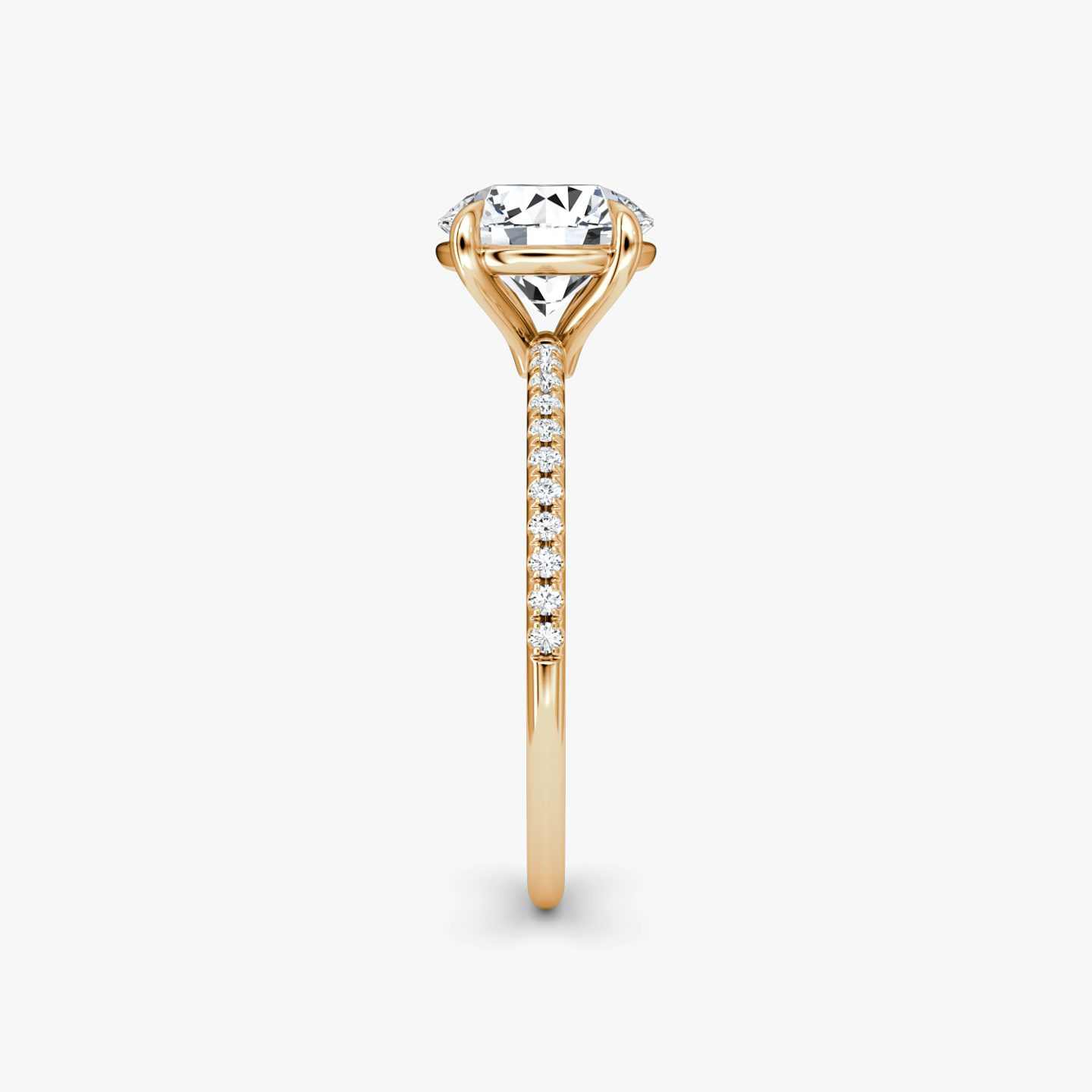 The Petite 4-Prong Solitaire | Round Brilliant | 14k | Rose Gold | bandAccent: Pavé | caratWeight: 1.0ct | diamondOrientation: vertical