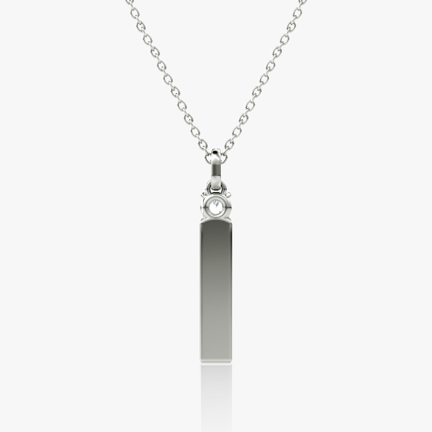 Solitaire Bar Pendant | Round Brilliant | Sterling Silver | chainLength: 16-18