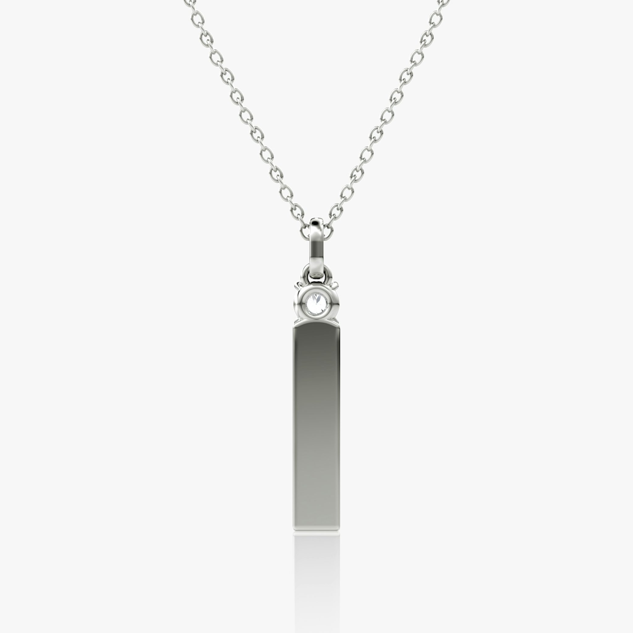 Solitaire Bar Pendant | Round Brilliant | Sterling Silver | chainLength: 16-18