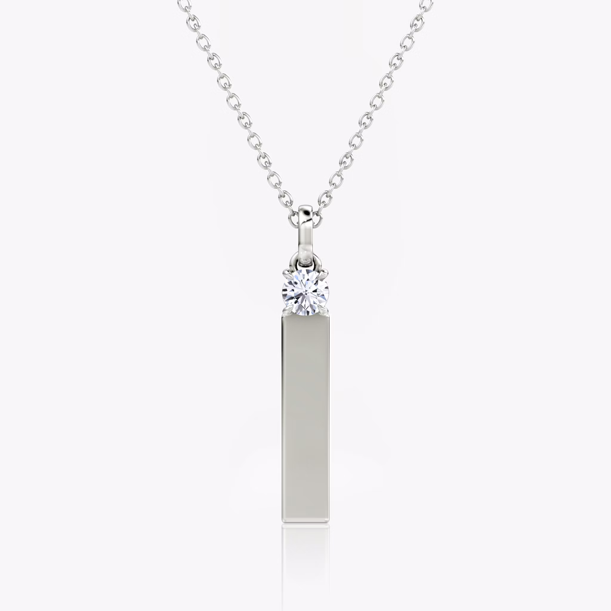 Solitaire Bar Pendant Round Brilliant | Sterling Silver