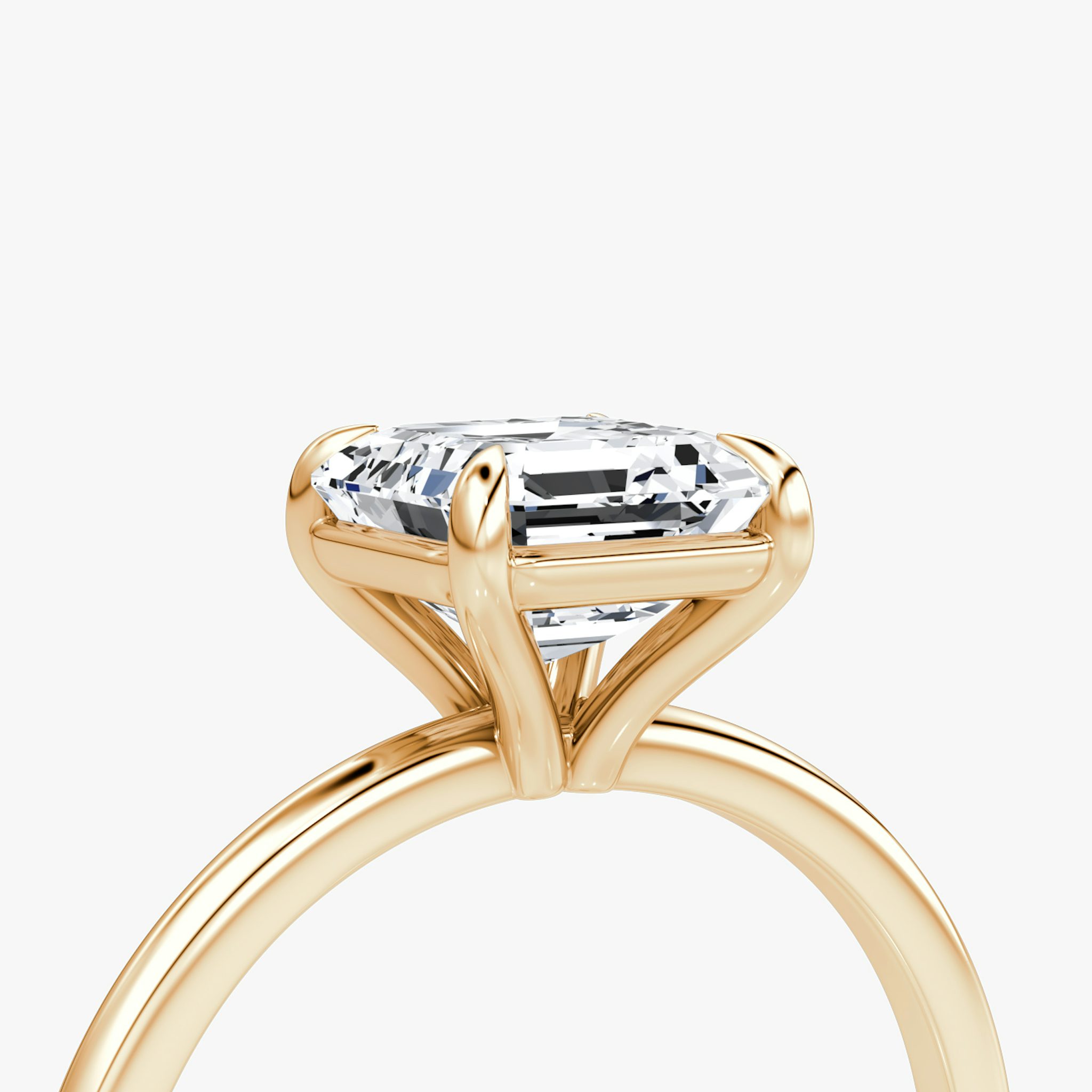 The Petite 4-Prong Solitaire | Asscher | 14k | Rose Gold | bandAccent: Plain | diamondOrientation: vertical | caratWeight: other