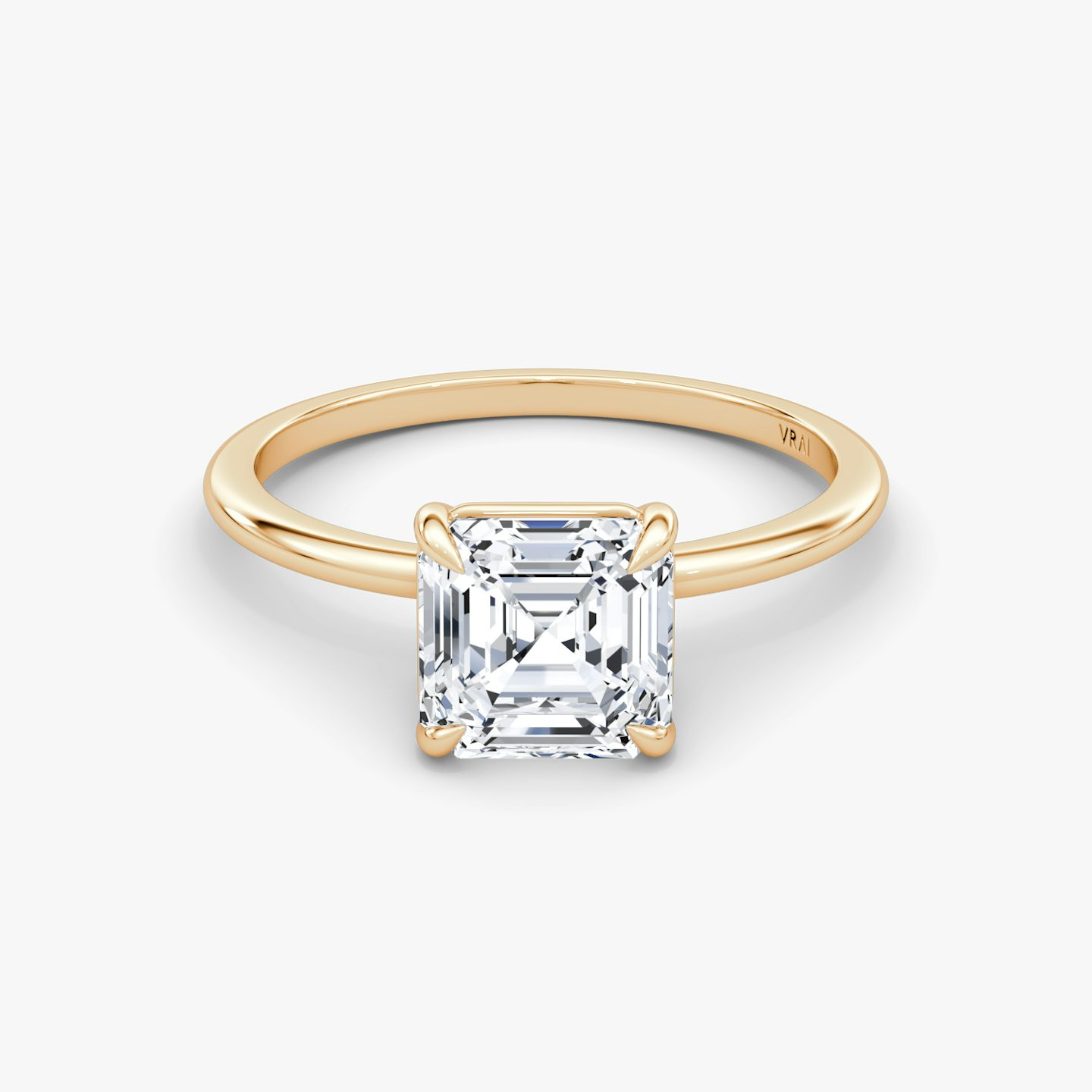 Anillo de compromiso Solitario Petite 4-Prong | Asscher | 14k | Oro rosa | bandAccent: Simple | diamondOrientation: vertical | caratWeight: other
