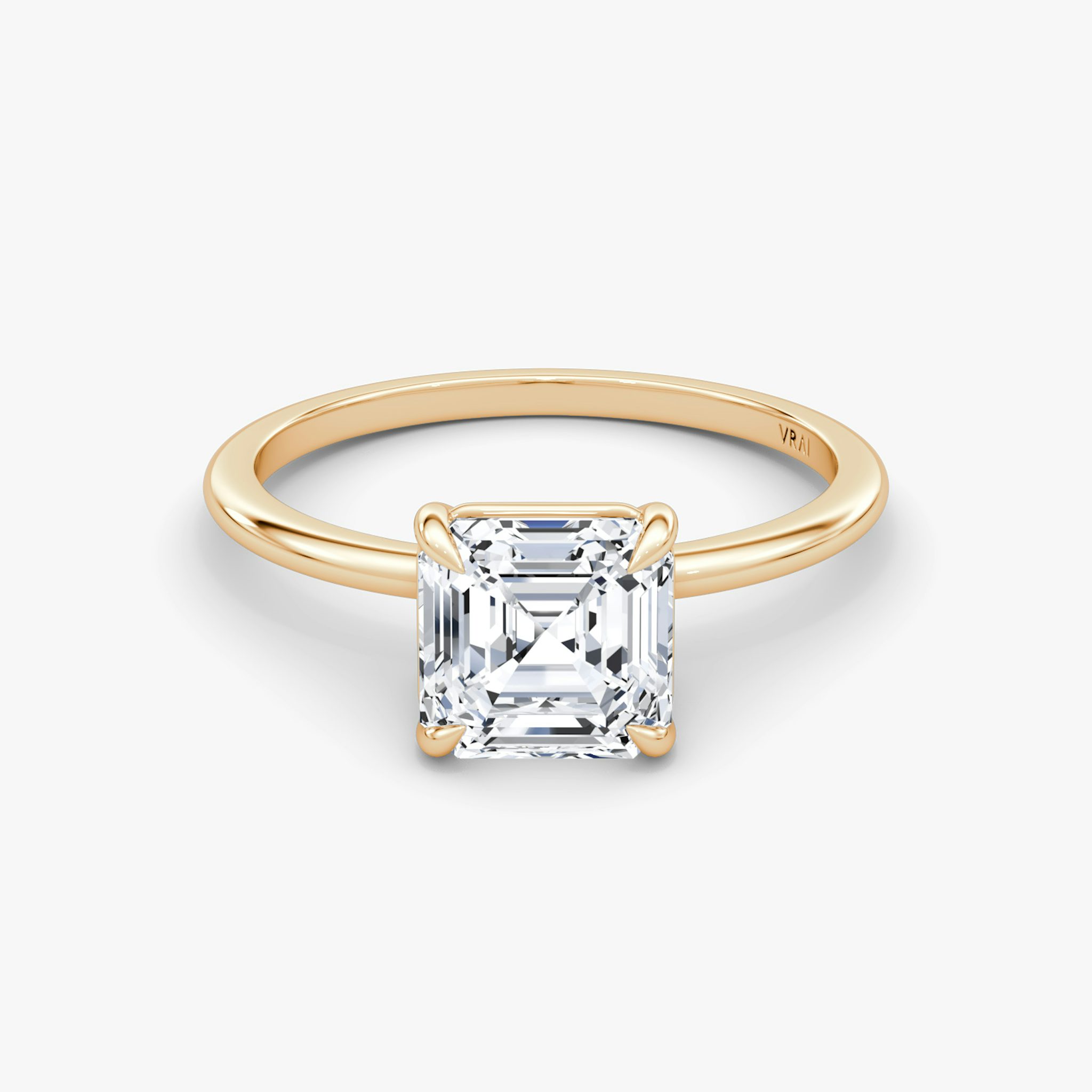 The Petite 4-Prong Solitaire | Asscher | 14k | Rose Gold | bandAccent: Plain | diamondOrientation: vertical | caratWeight: other