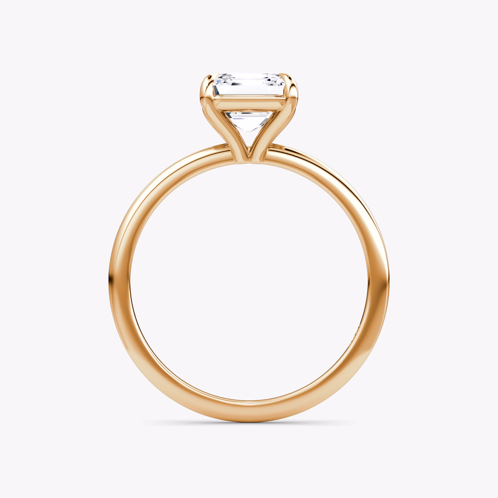The Petite 4-Prong Solitaire | Asscher | 14k | Rose Gold | bandAccent: Plain | diamondOrientation: vertical | caratWeight: other
