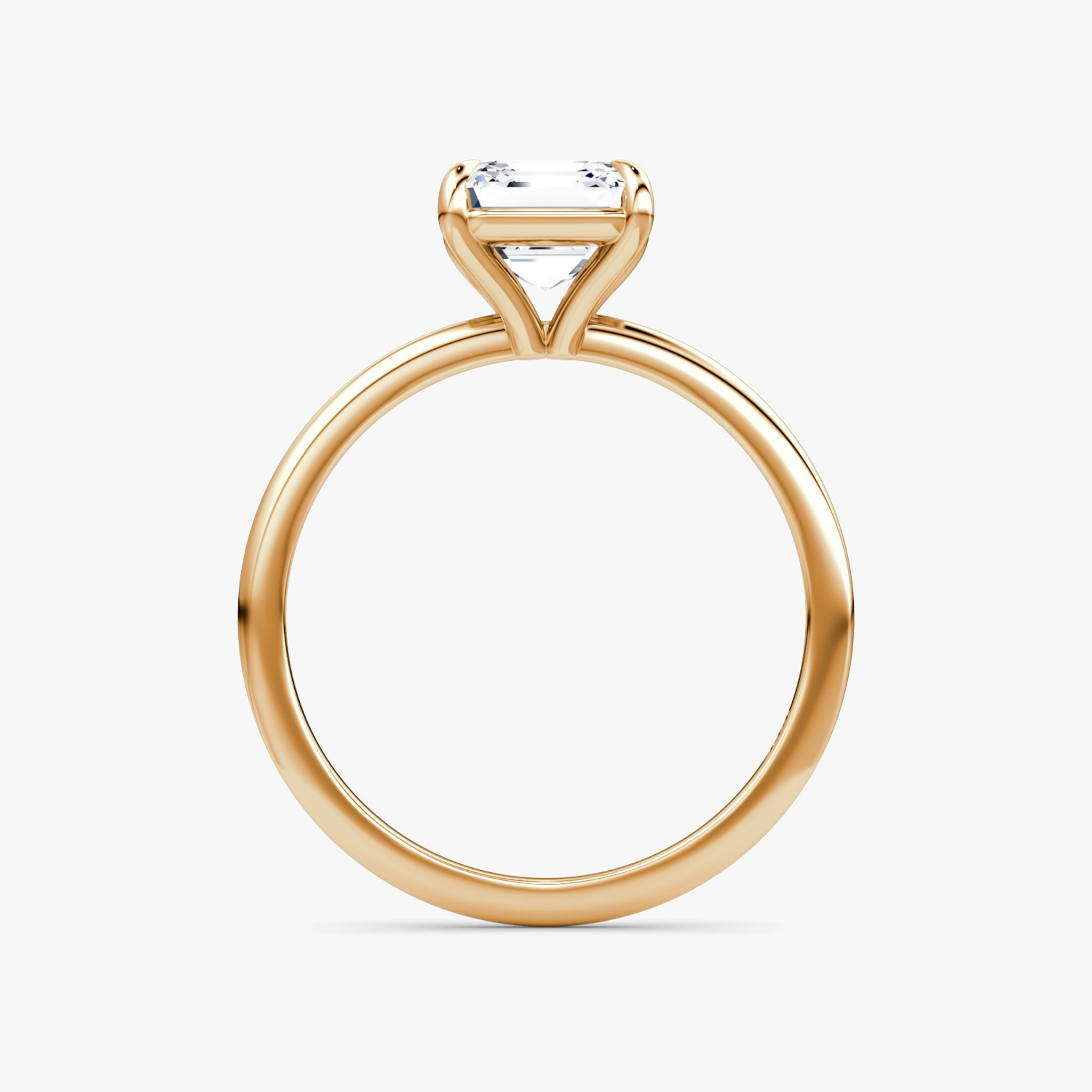 The Petite 4-Prong Solitaire | Asscher | 14k | Rose Gold | bandAccent: Plain | diamondOrientation: vertical | caratWeight: other
