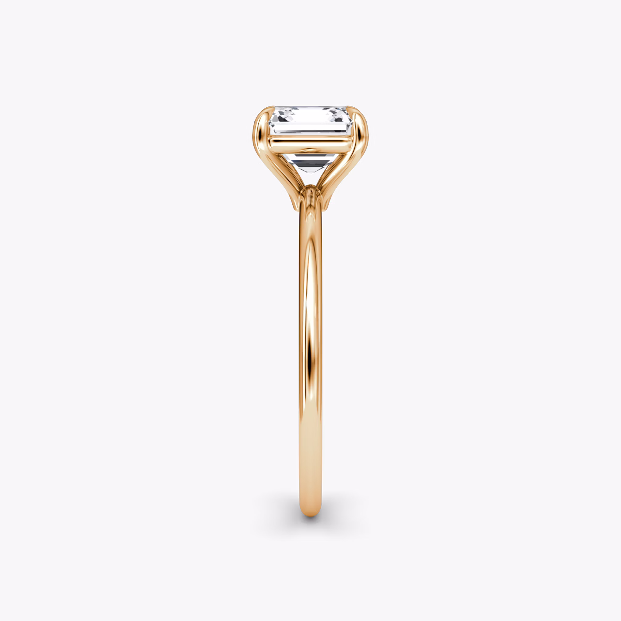 The Petite 4-Prong Solitaire | Asscher | 14k | Rose Gold | bandAccent: Plain | diamondOrientation: vertical | caratWeight: other