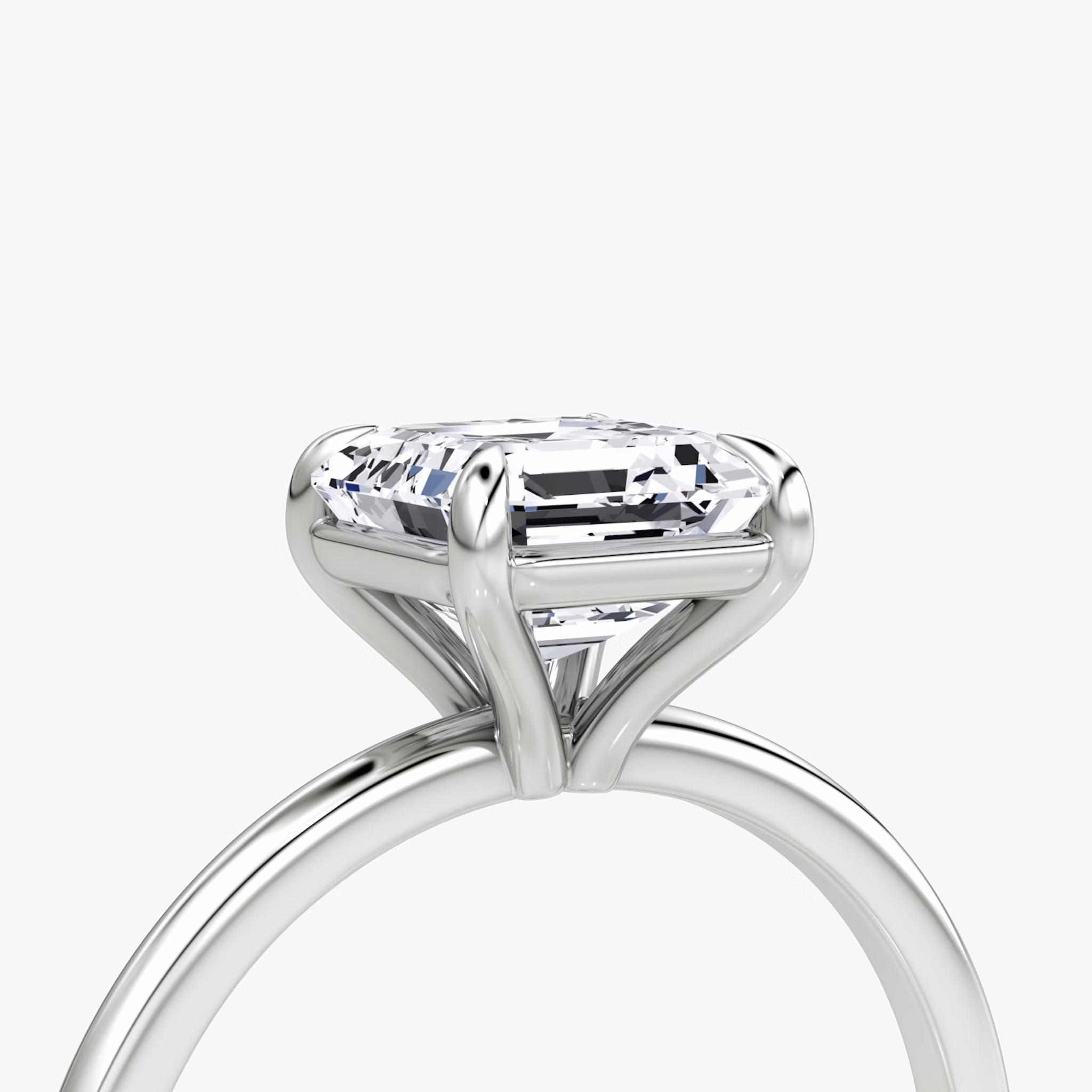 The Petite 4-Prong Solitaire | Asscher | Platinum | bandAccent: Plain | diamondOrientation: vertical | caratWeight: other