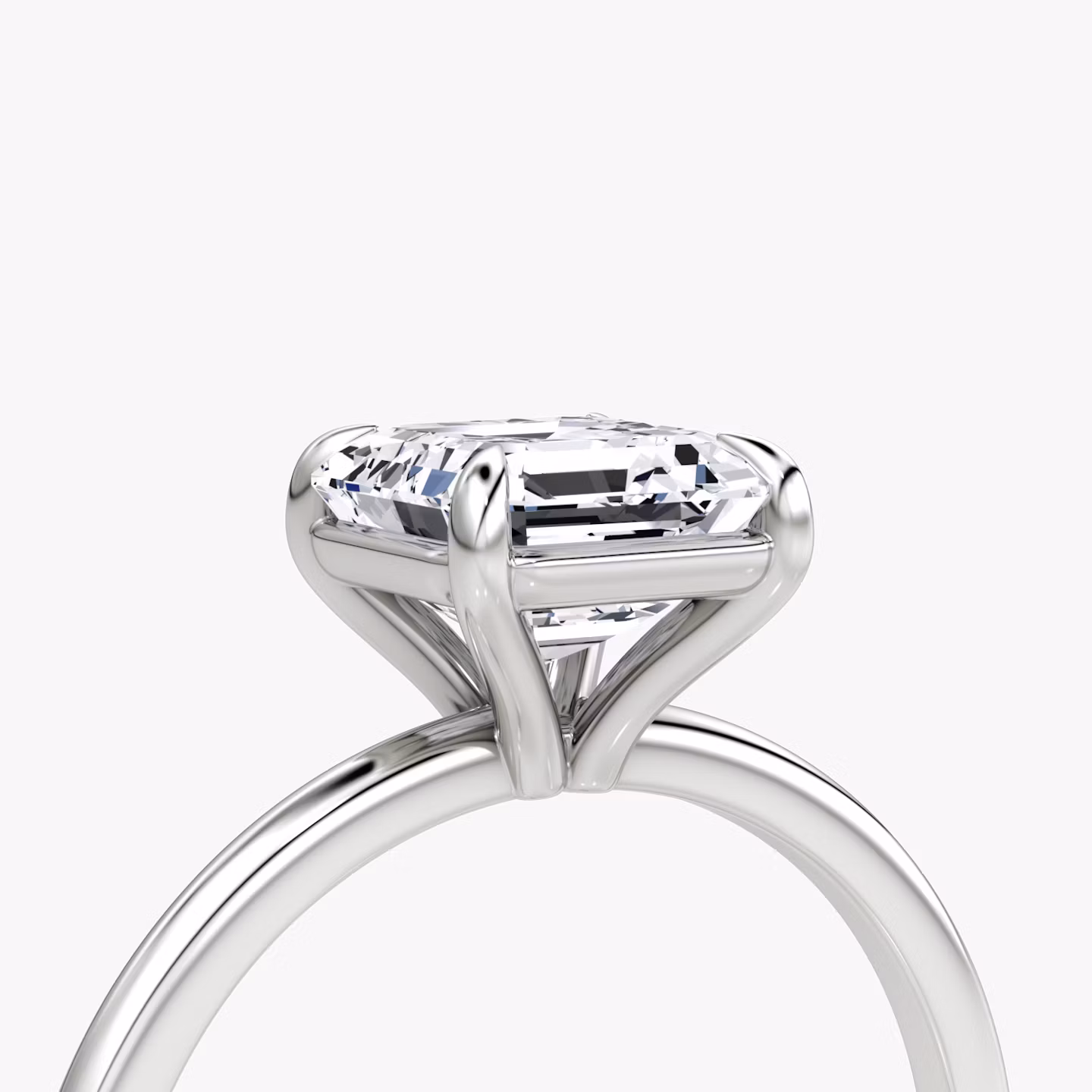 The Petite 4-Prong Solitaire | Asscher | 18k | White Gold | bandAccent: Plain | diamondOrientation: vertical | caratWeight: other