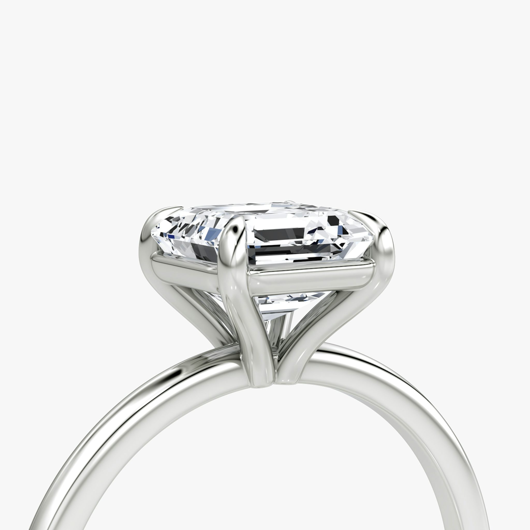 The Petite 4-Prong Solitaire | Asscher | Platinum | bandAccent: Plain | diamondOrientation: vertical | caratWeight: other