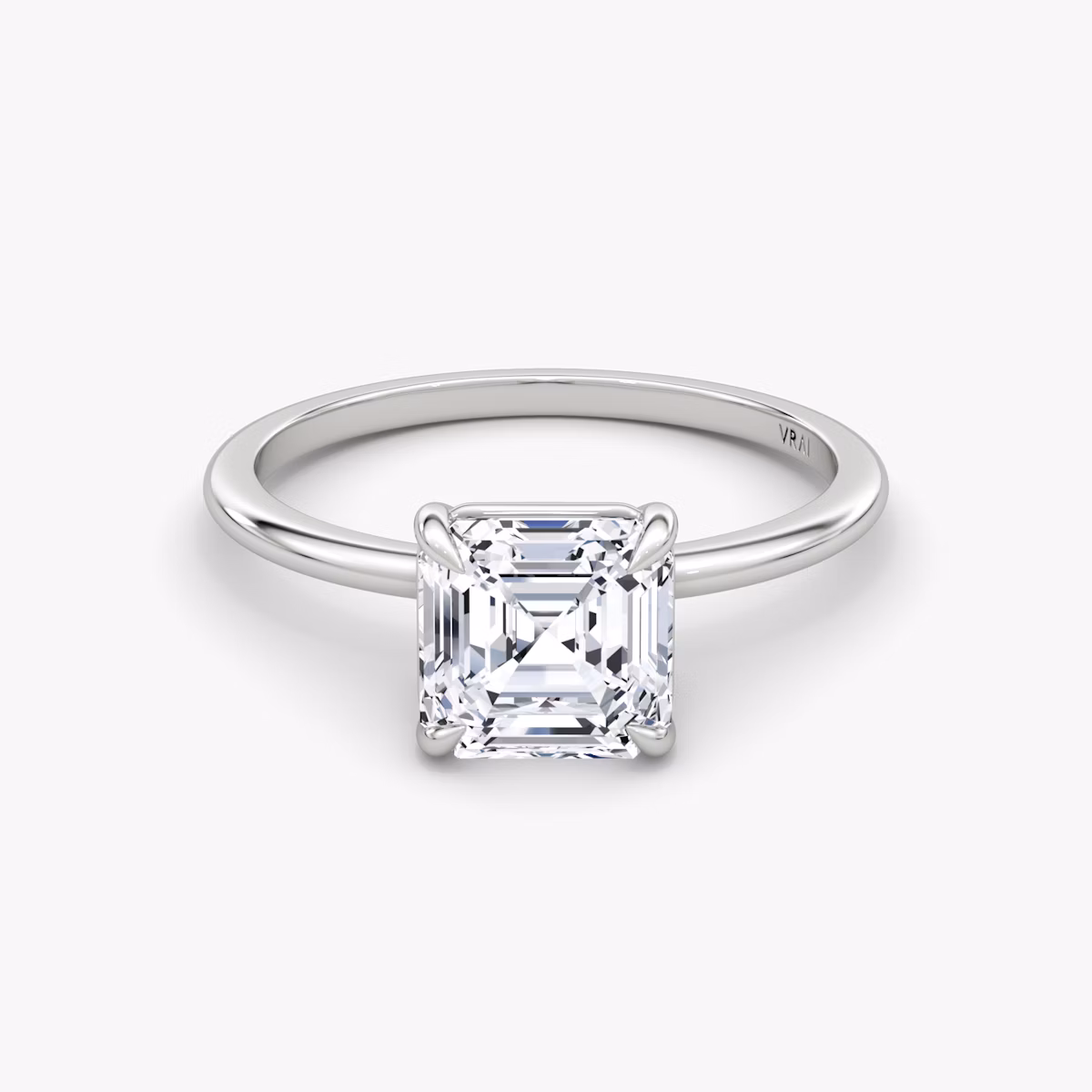 The Petite 4-Prong Solitaire | Asscher | Platinum | bandAccent: Plain | diamondOrientation: vertical | caratWeight: other