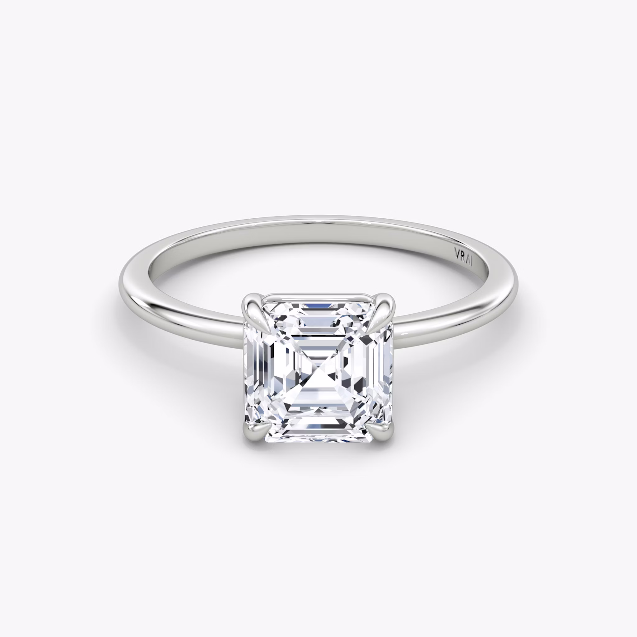 The Petite 4-Prong Solitaire | Asscher | Platinum | bandAccent: Plain | diamondOrientation: vertical | caratWeight: other