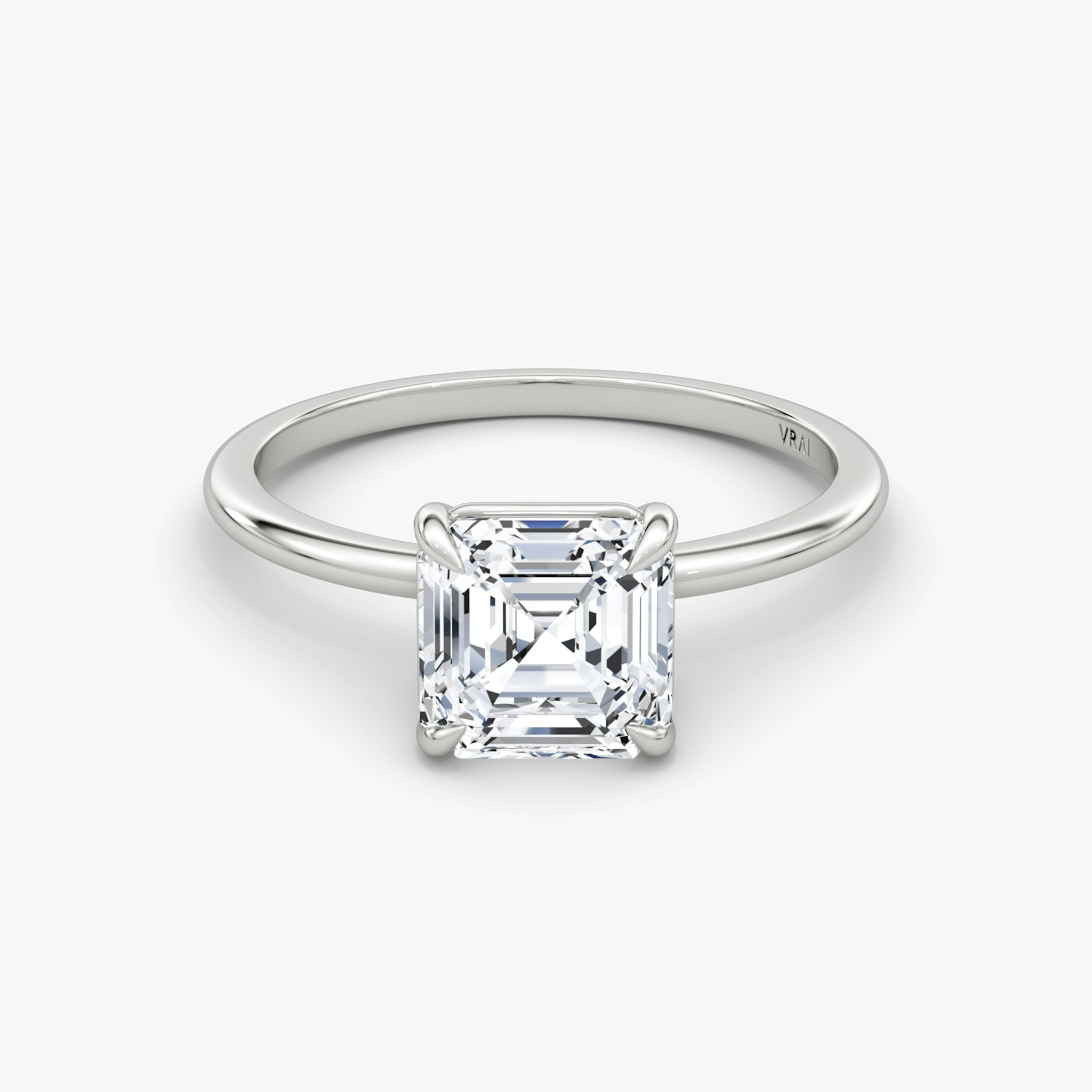 The Petite 4-Prong Solitaire | Asscher | Platinum | bandAccent: Plain | diamondOrientation: vertical | caratWeight: other