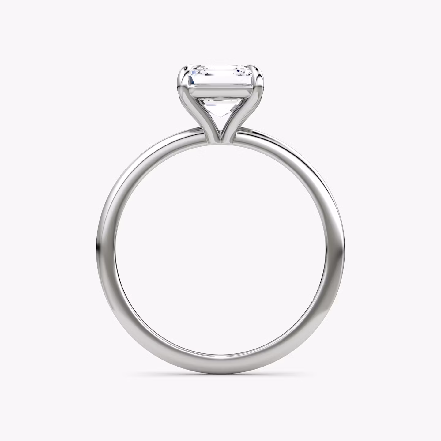 The Petite 4-Prong Solitaire | Asscher | 18k | White Gold | bandAccent: Plain | diamondOrientation: vertical | caratWeight: other