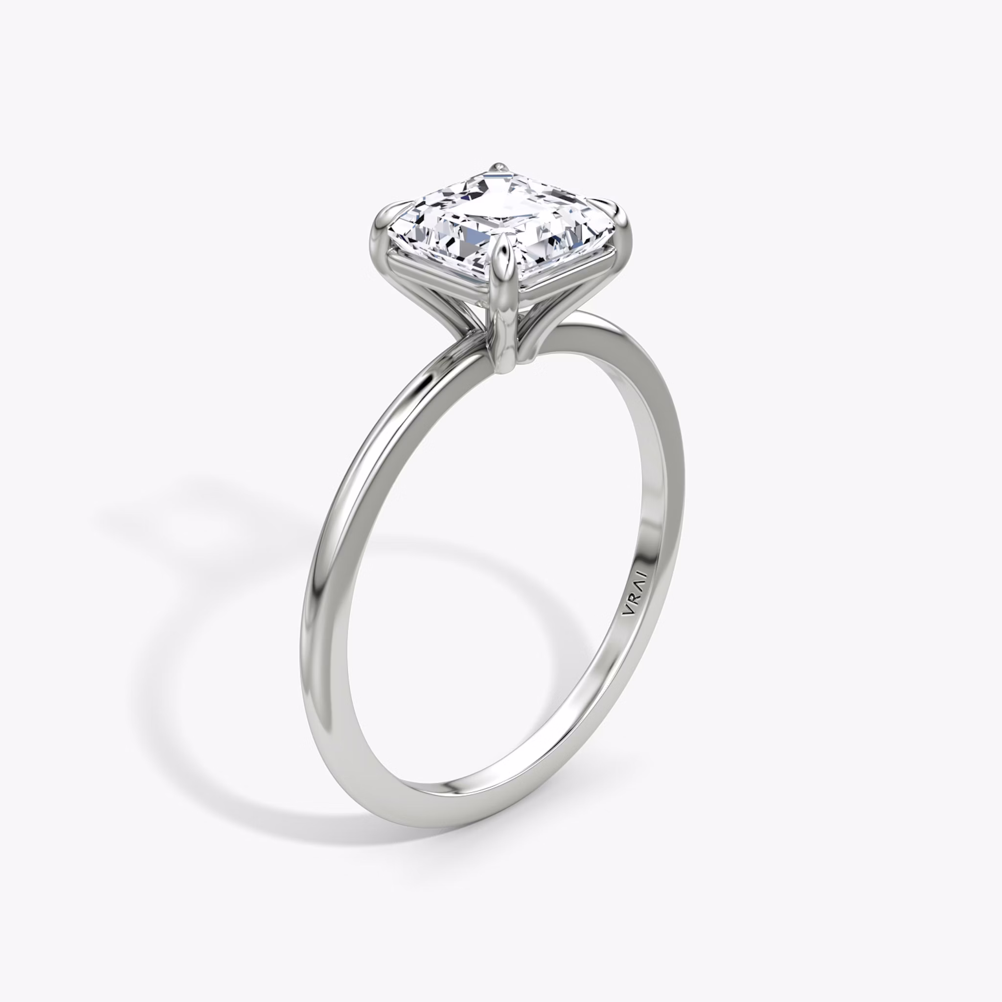 The Petite 4-Prong Solitaire | Asscher | Platinum | bandAccent: Plain | diamondOrientation: vertical | caratWeight: other