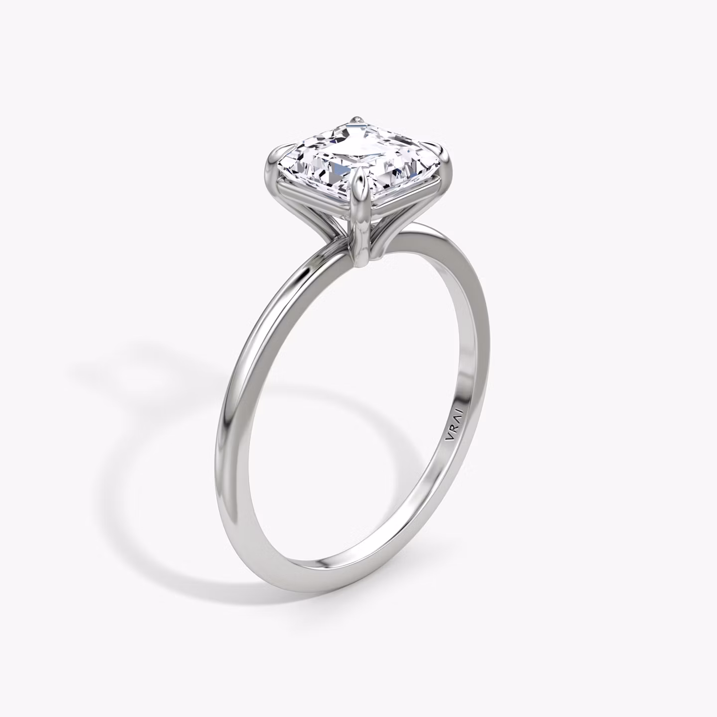 The Petite 4-Prong Solitaire | Asscher | 18k | White Gold | bandAccent: Plain | diamondOrientation: vertical | caratWeight: other
