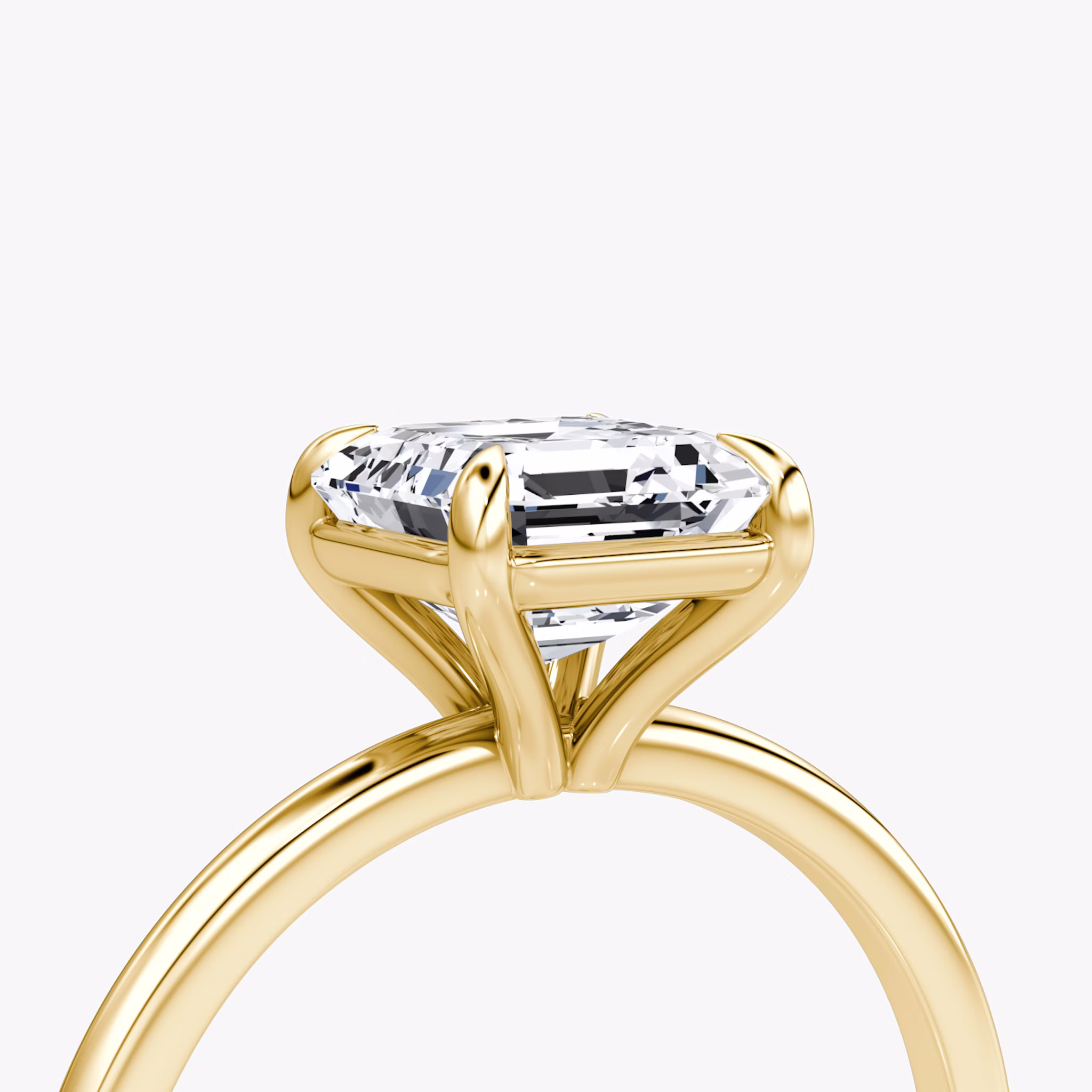 The Petite 4-Prong Solitaire | Asscher | 18k | Yellow Gold | bandAccent: Plain | diamondOrientation: vertical | caratWeight: other