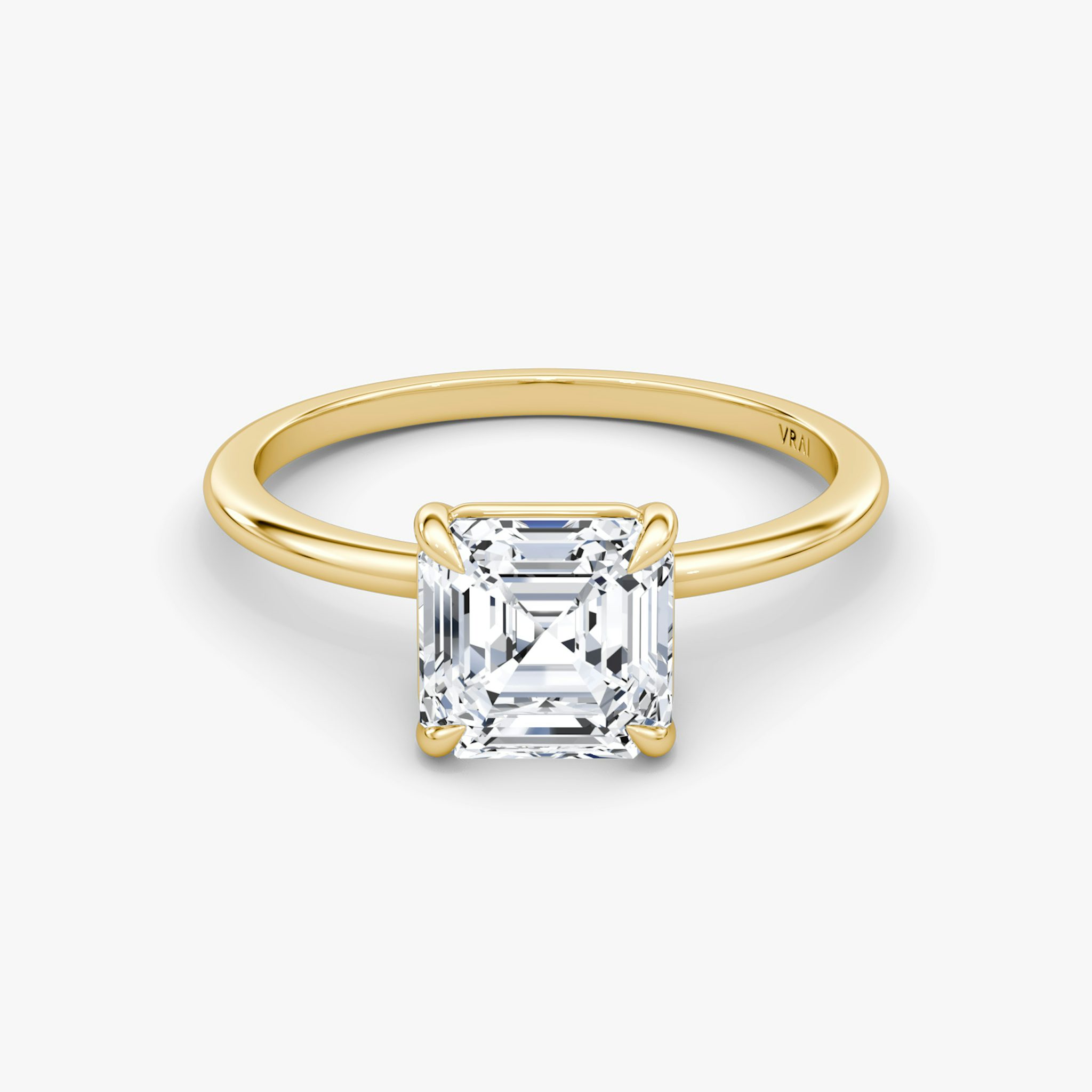 The Petite 4-Prong Solitaire | Asscher | 18k | Yellow Gold | bandAccent: Plain | diamondOrientation: vertical | caratWeight: other