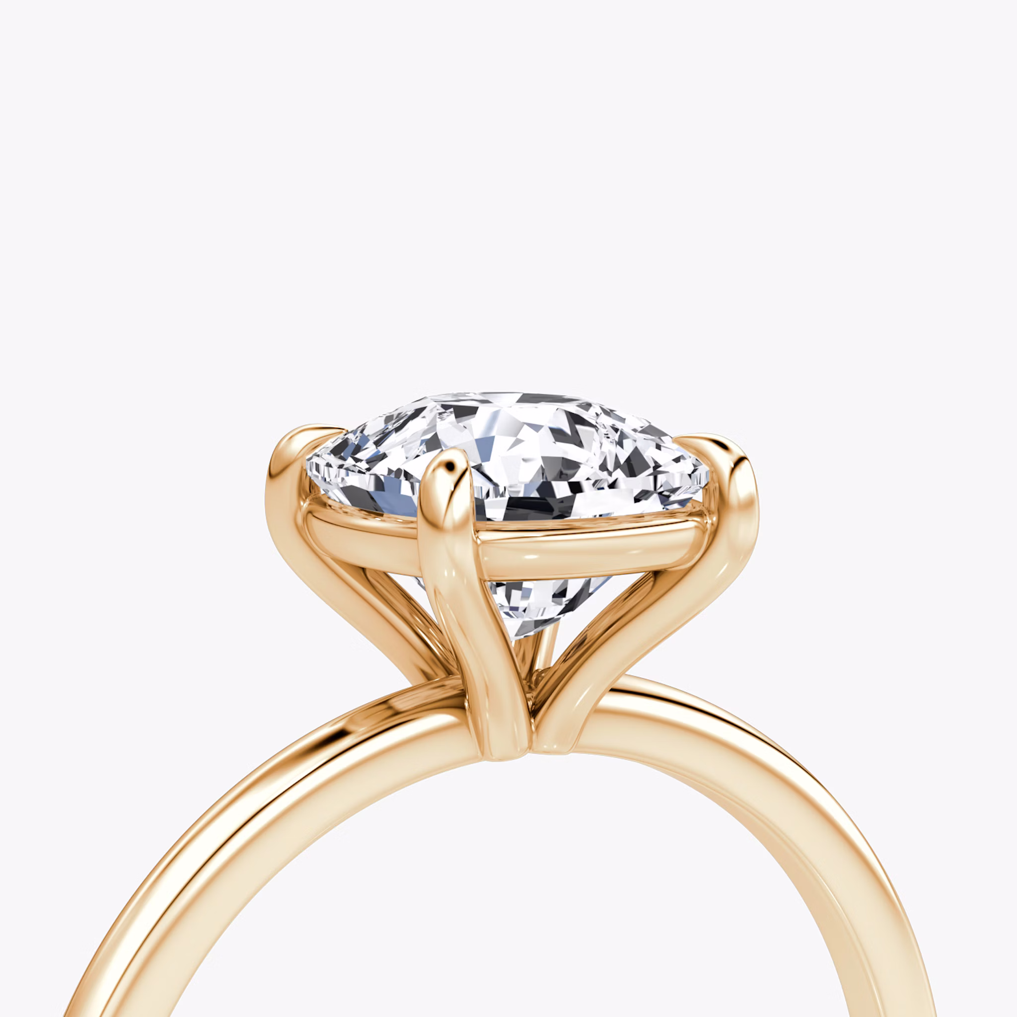 The Petite 4-Prong Solitaire | Cushion | 14k | Rose Gold | bandAccent: Plain | diamondOrientation: vertical | caratWeight: other
