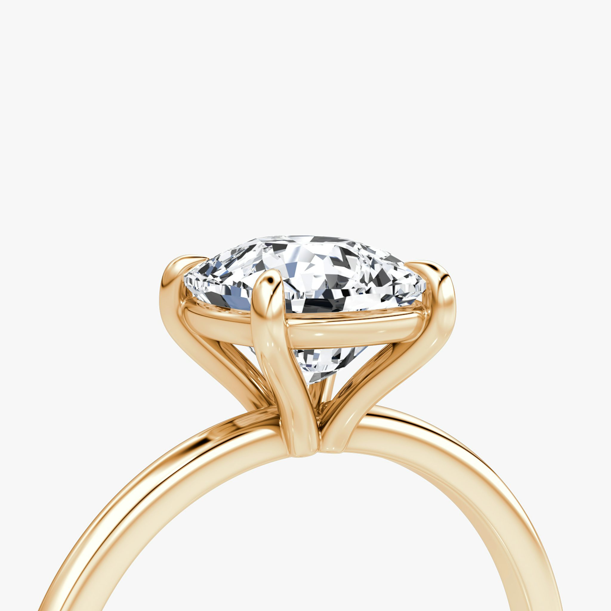 The Petite 4-Prong Solitaire | Cushion | 14k | Rose Gold | bandAccent: Plain | diamondOrientation: vertical | caratWeight: other