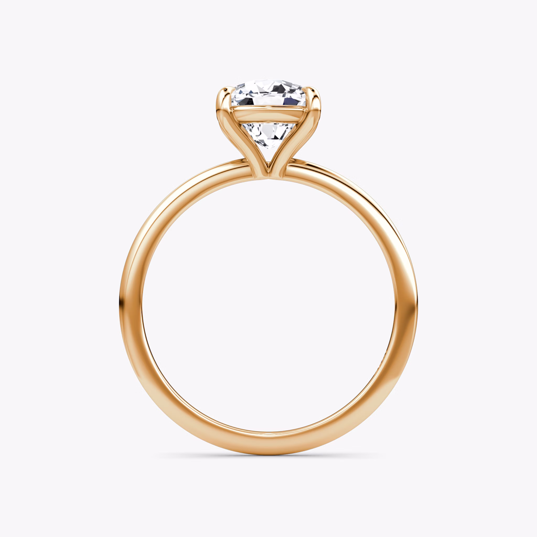 The Petite 4-Prong Solitaire | Cushion | 14k | Rose Gold | bandAccent: Plain | diamondOrientation: vertical | caratWeight: other