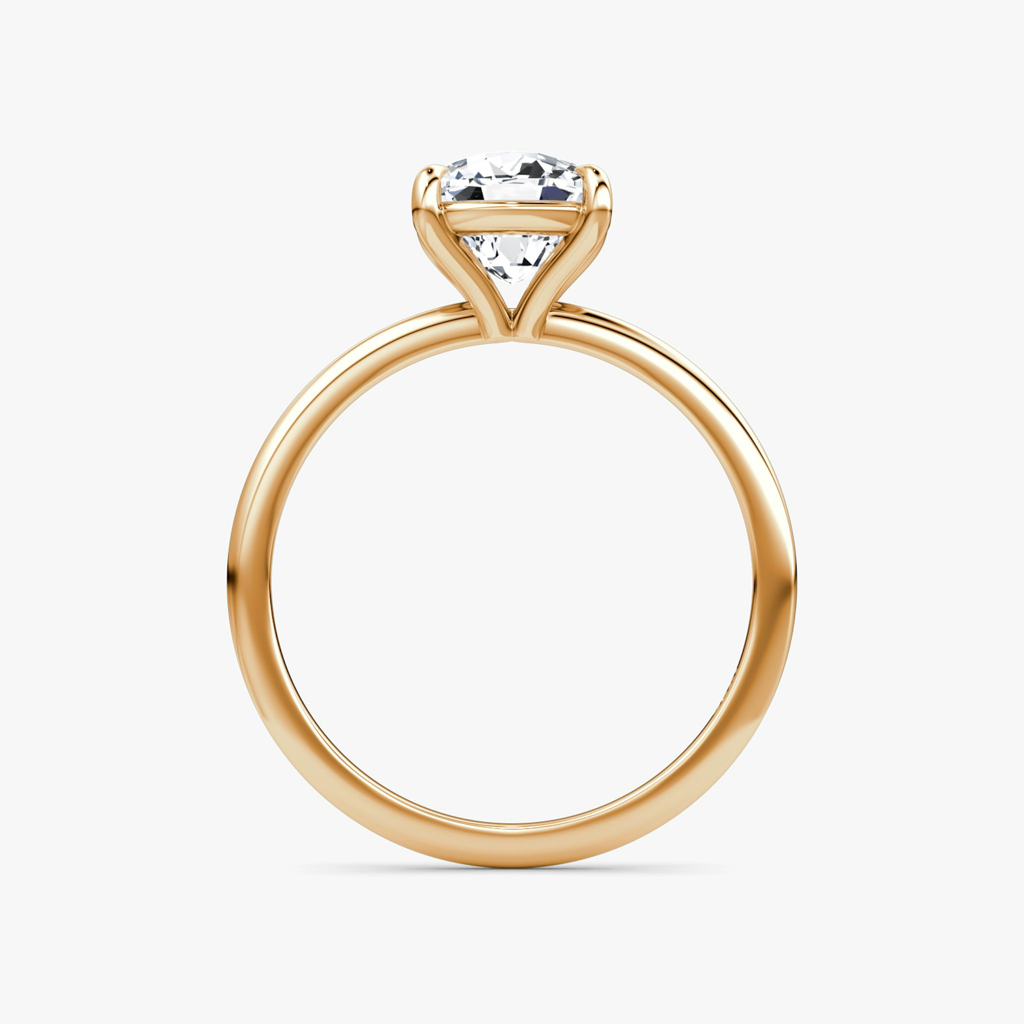The Petite 4-Prong Solitaire | Cushion | 14k | Rose Gold | bandAccent: Plain | diamondOrientation: vertical | caratWeight: other