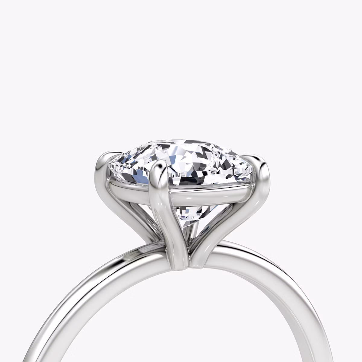 The Petite 4-Prong Solitaire | Cushion | 18k | White Gold | bandAccent: Plain | diamondOrientation: vertical | caratWeight: other