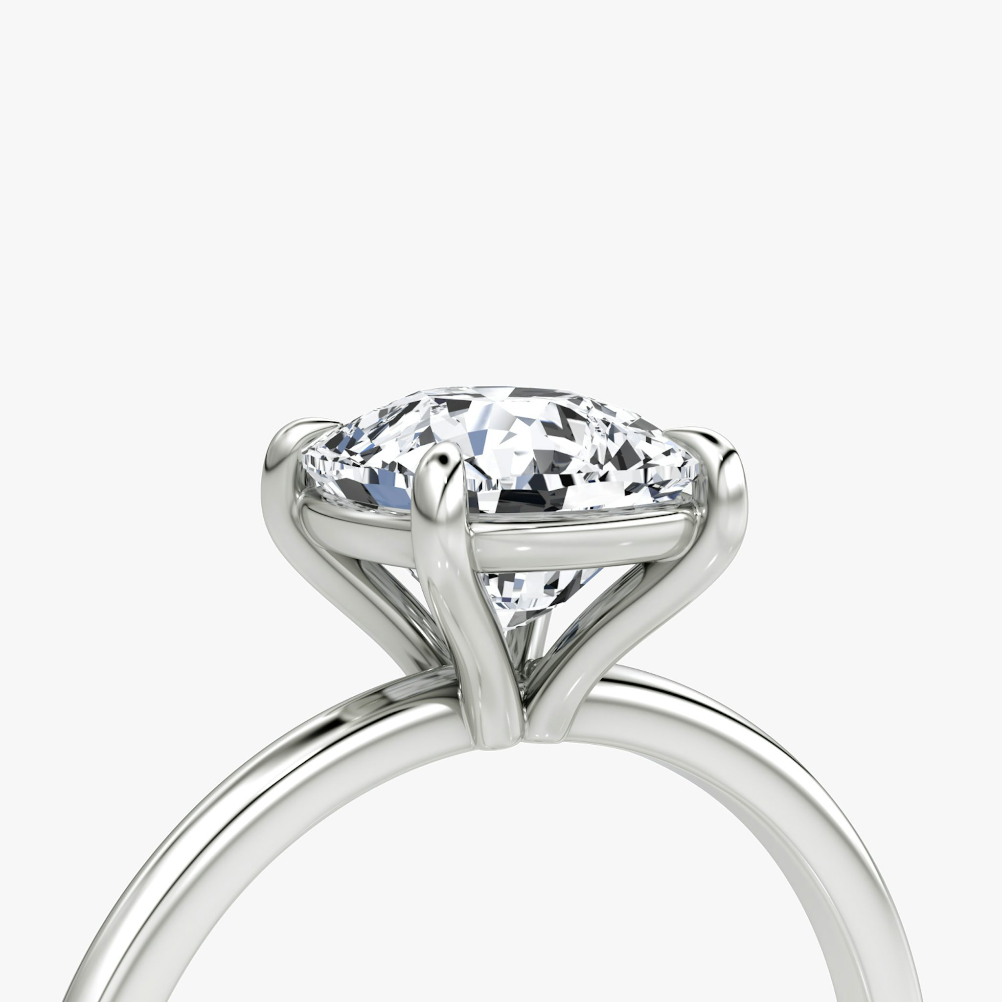 The Petite 4-Prong Solitaire | Cushion | Platinum | bandAccent: Plain | diamondOrientation: vertical | caratWeight: other