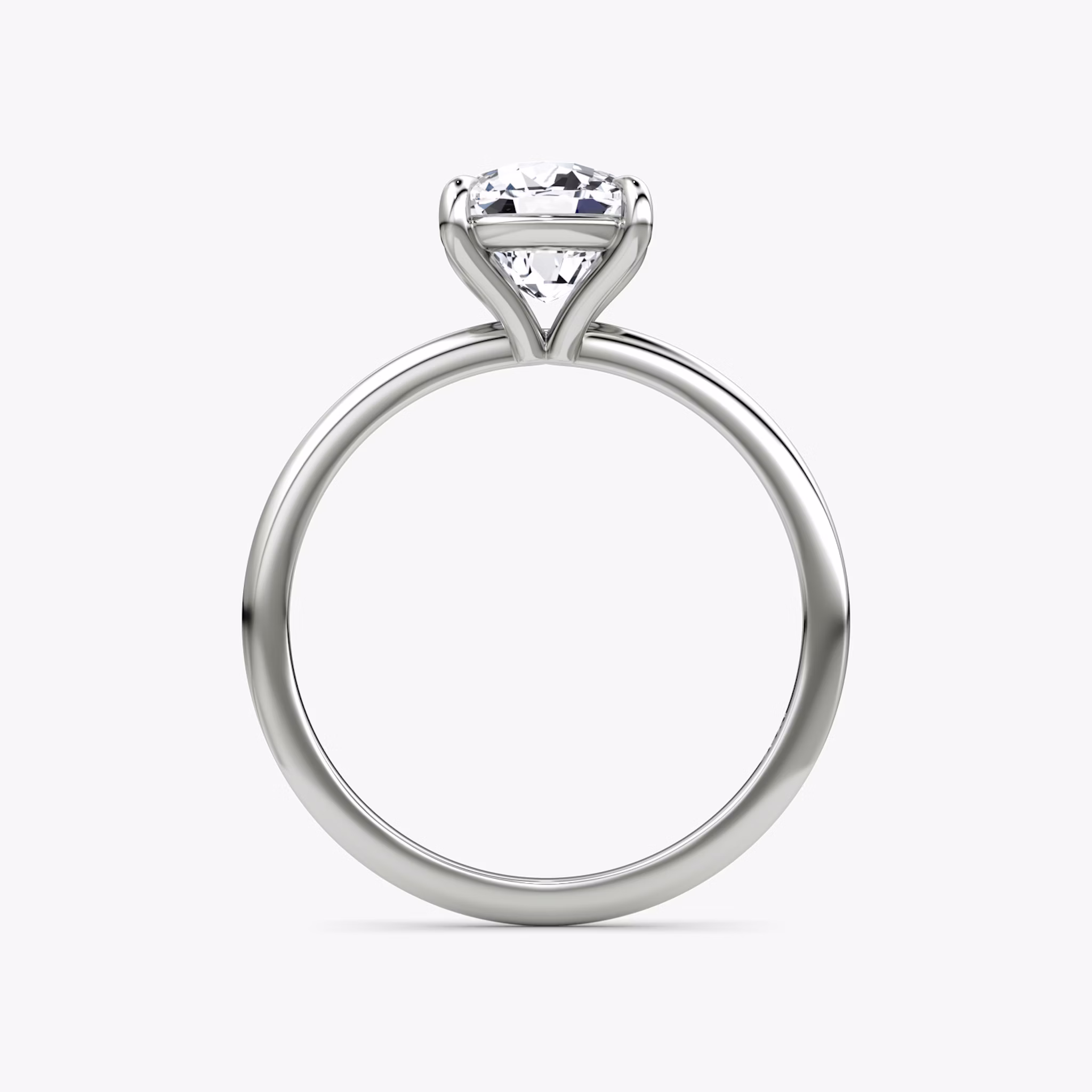 The Petite 4-Prong Solitaire | Cushion | Platinum | bandAccent: Plain | diamondOrientation: vertical | caratWeight: other