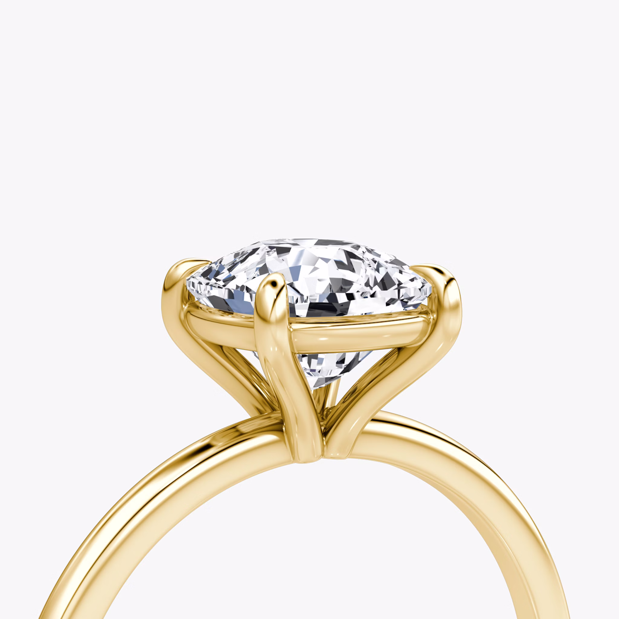 The Petite 4-Prong Solitaire | Cushion | 18k | Yellow Gold | bandAccent: Plain | diamondOrientation: vertical | caratWeight: other